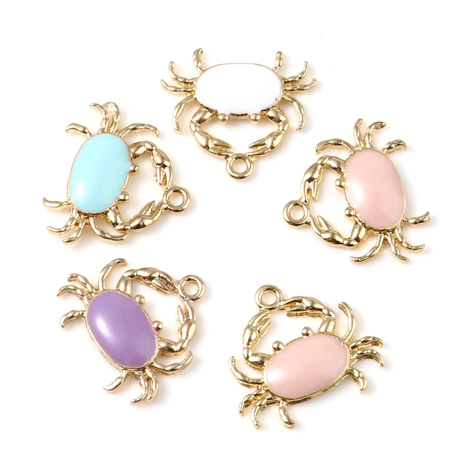 Image de Breloques Bijoux d'Océan en Alliage de Zinc Crabe Multicolore env. Émail 20mm x 18mm, 10 Pcs