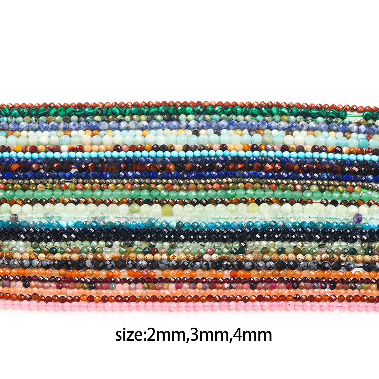 Picture of Gemstone ( Natural ) Beads Round Multicolor Faceted 37cm(14 5/8") - 36cm(14 1/8") long, 1 Strand