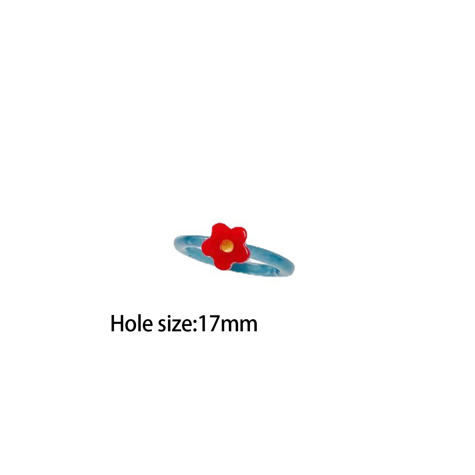 Picture of Resin Unadjustable Rings Multicolor Circle Ring Flower 1 Piece