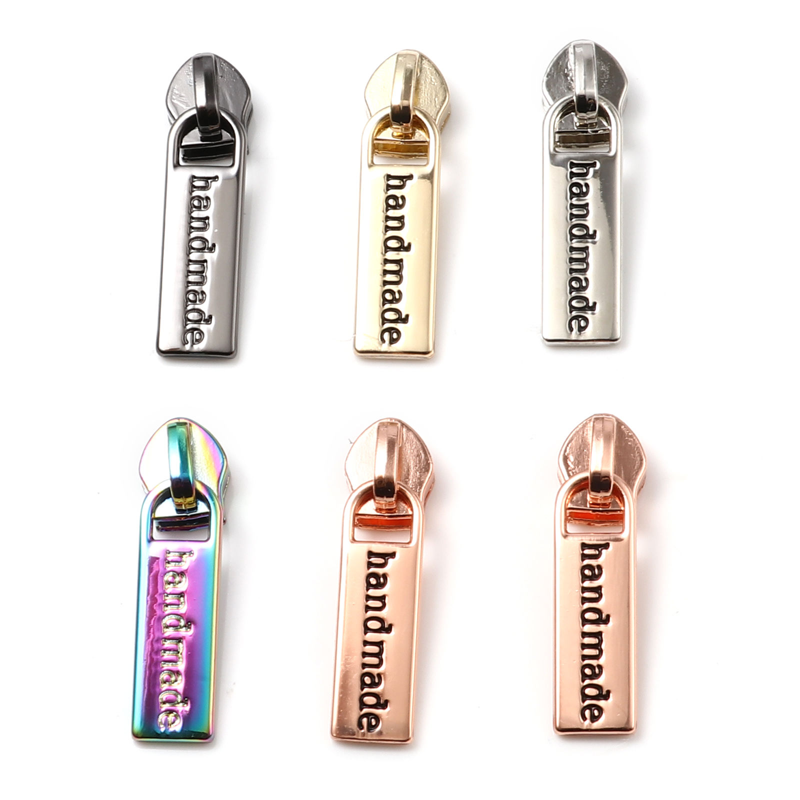 Picture of Zinc Based Alloy Zipper Pulls Garment Accessories Multicolor Rectangle  Accessories for bags 37mm x 10mm, 5 PCs