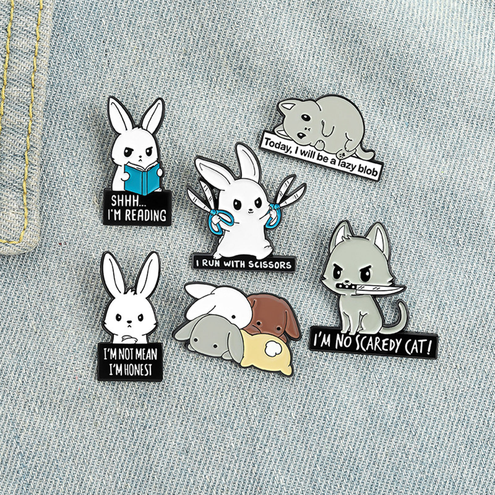 Picture of Pin Brooches Cat Animal Rabbit Multicolor Enamel 1 Piece