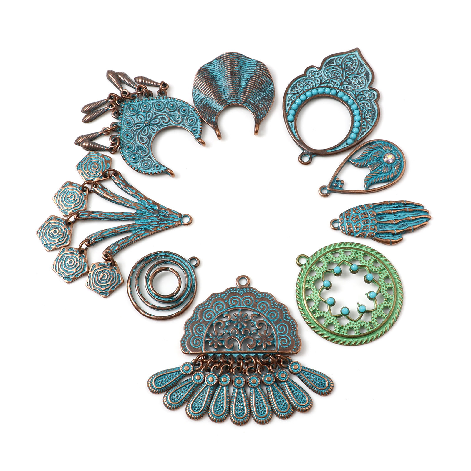 Picture of Zinc Based Alloy Patina Pendants Irregular Antique Silver Color 5 PCs