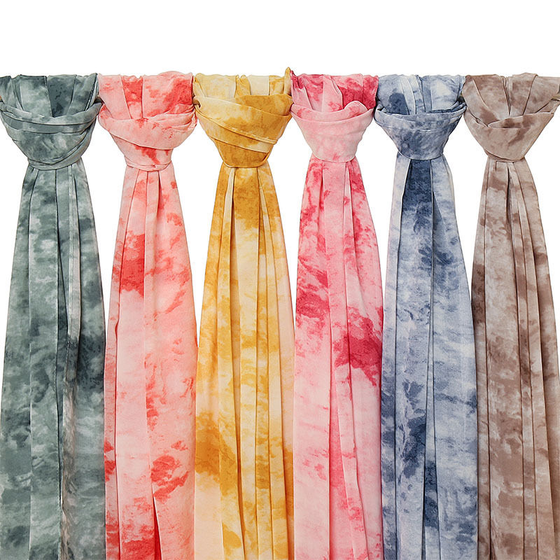 Изображение Chiffon Women's Hijab Scarf Tie Dye