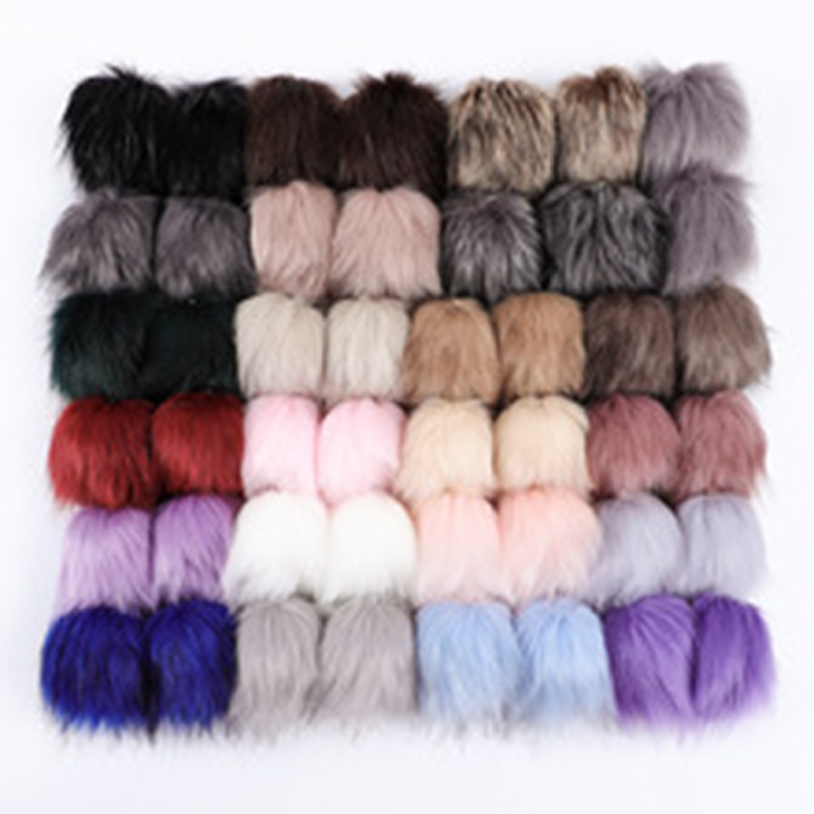 Picture of Artificial Fiber Verdeckter Knopf Gummiband Pom Pom Balls Multicolor Ball Faux Fox Fur 8cm Dia., 6 PCs