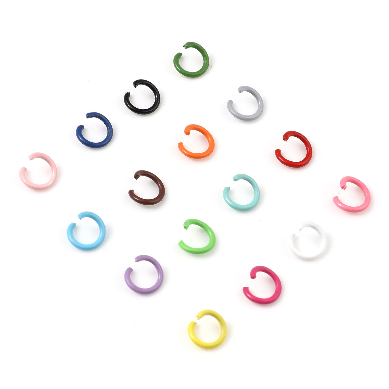 Picture of 8mm Dia., 1.2mm(17 gauge) Iron Based Alloy Open Jump Rings Findings For Jewelry Making Multicolor Round Painted