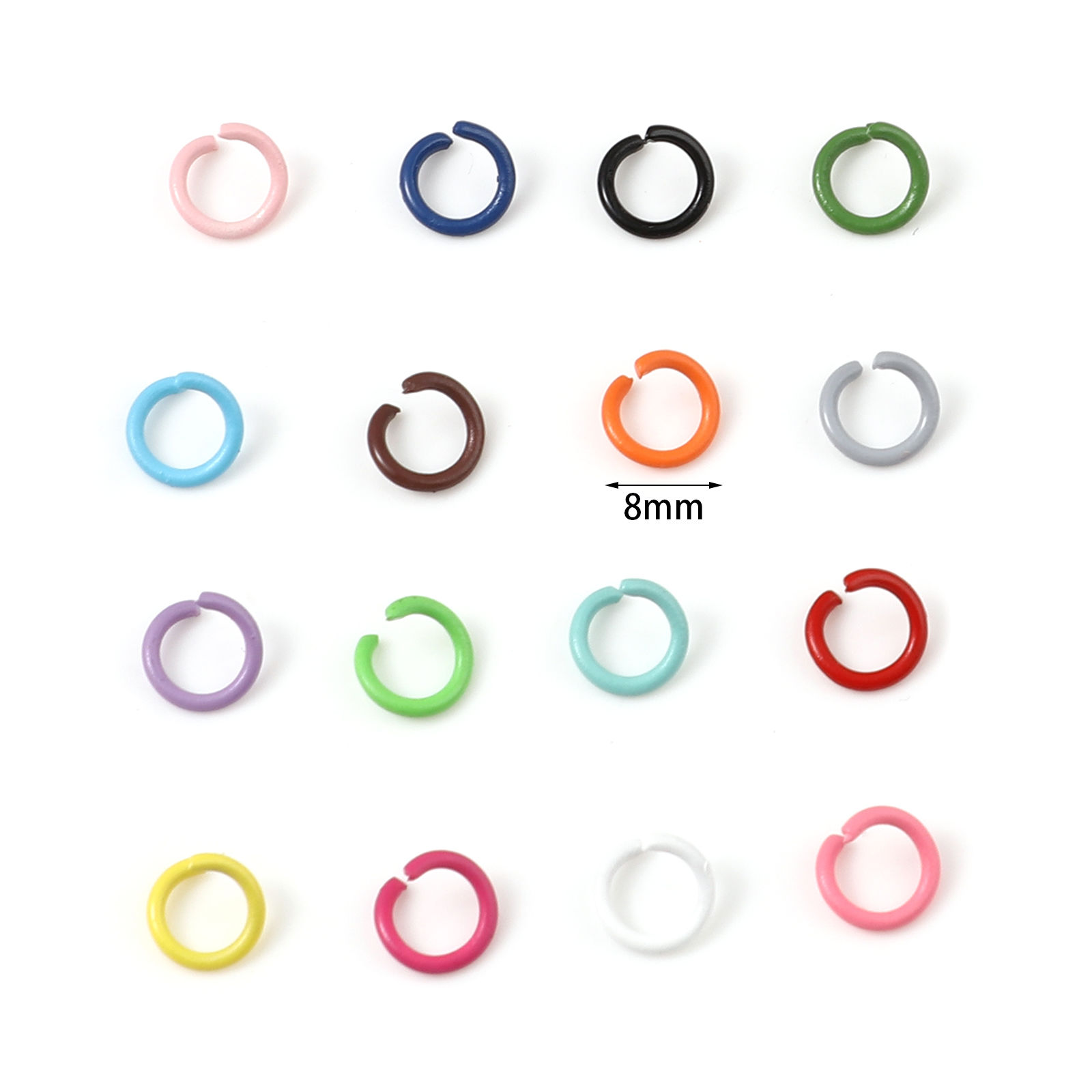 Picture of 8mm Dia., 1.2mm(17 gauge) Iron Based Alloy Open Jump Rings Findings For Jewelry Making Multicolor Round Painted