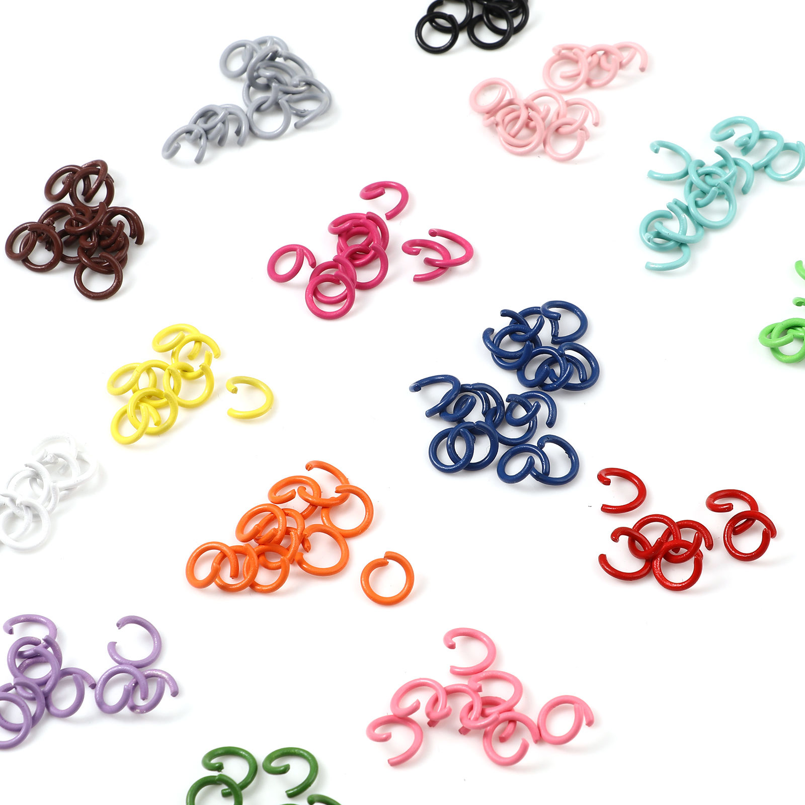 Picture of 8mm Dia., 1.2mm(17 gauge) Iron Based Alloy Open Jump Rings Findings For Jewelry Making Multicolor Round Painted