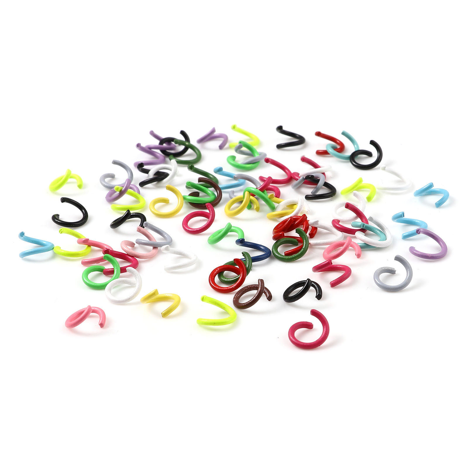 Picture of 8mm Dia., 1.2mm(17 gauge) Iron Based Alloy Open Jump Rings Findings For Jewelry Making Multicolor Round Painted