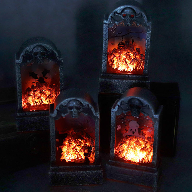 Picture of LED Light Plastic Tombstone Halloween Ornaments Decorations Party Props