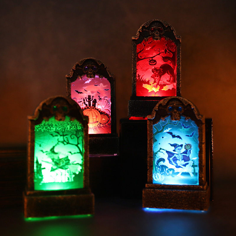 Picture of LED Light Plastic Tombstone Halloween Ornaments Decorations Party Props