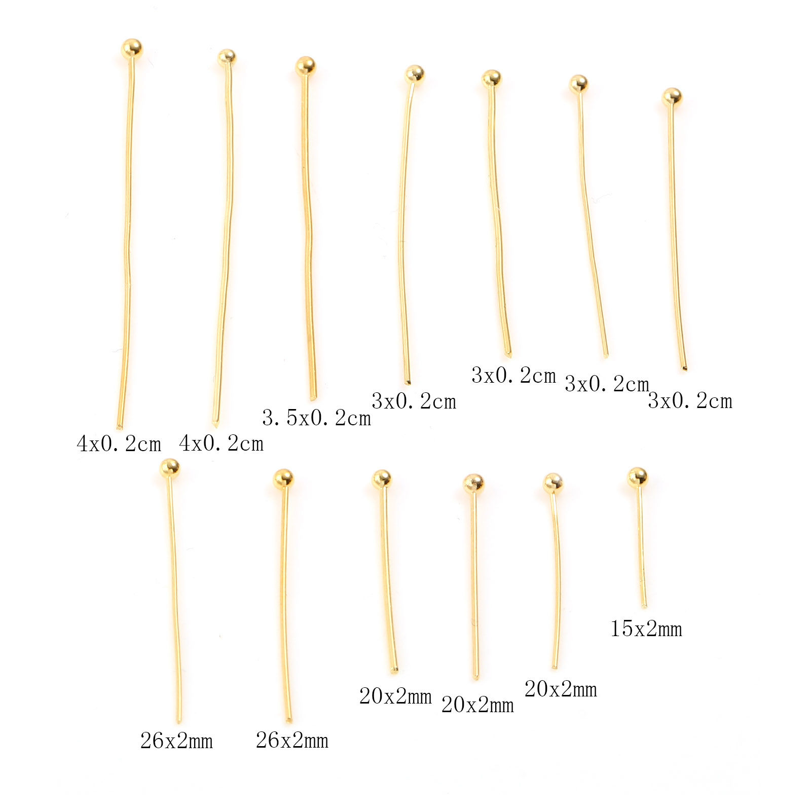 Picture of Brass Ball Head Pins 18K Real Gold Plated 50 PCs