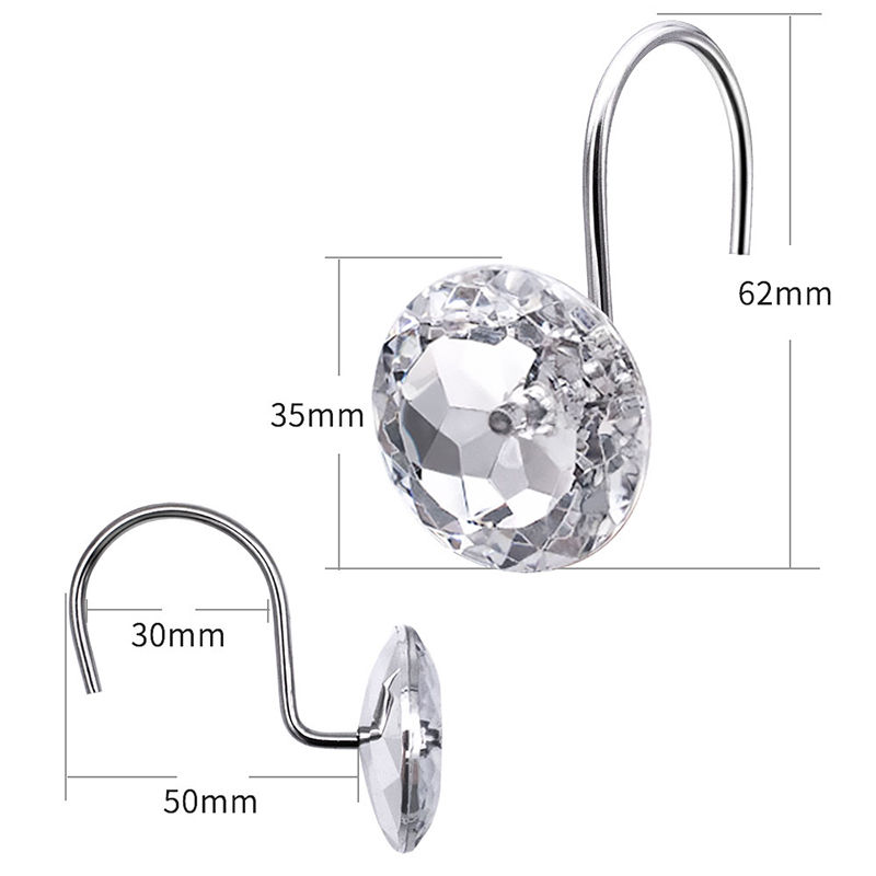 Изображение Iron Based Alloy & Acrylic Rhinestone Curtain Hook Accessories For Bathroom Shower Rods Curtains