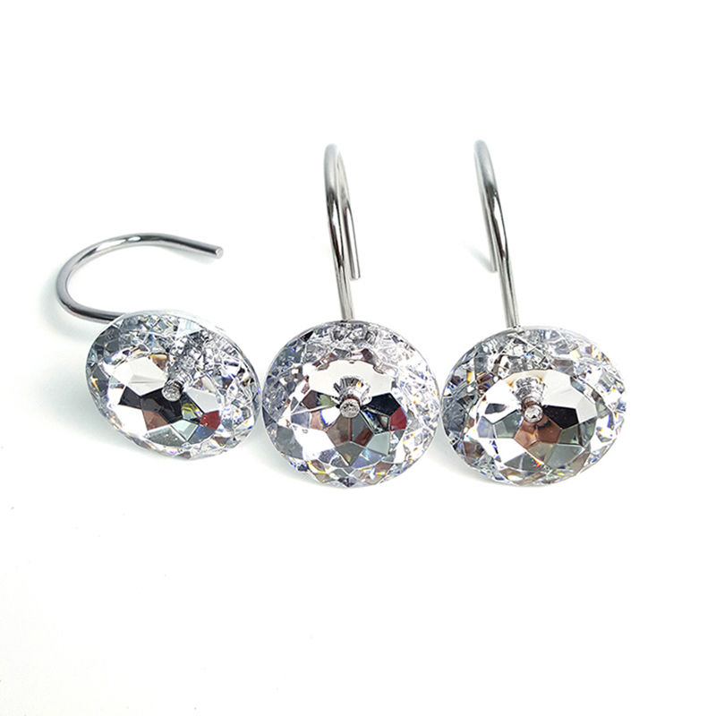Изображение Iron Based Alloy & Acrylic Rhinestone Curtain Hook Accessories For Bathroom Shower Rods Curtains