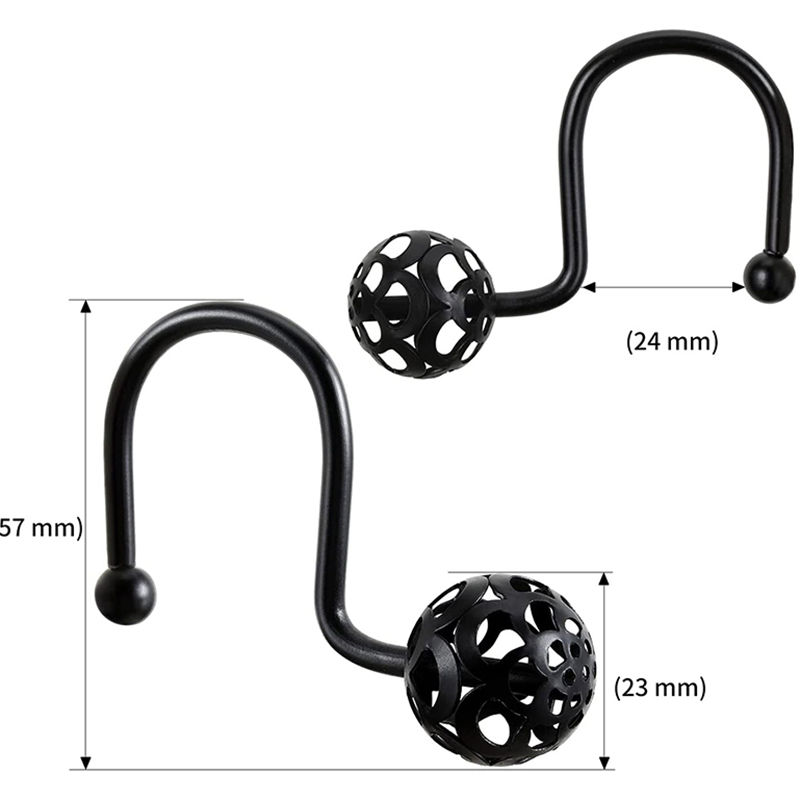 Picture of Iron Based Alloy Rust Resistant Ball Curtain Hook Accessories For Bathroom Shower Rods Curtains