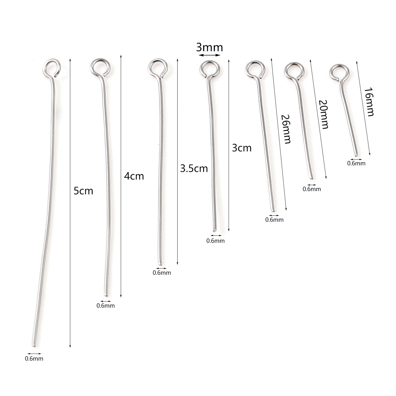 Picture of Stainless Steel Eye Pins Silver Tone 500 PCs