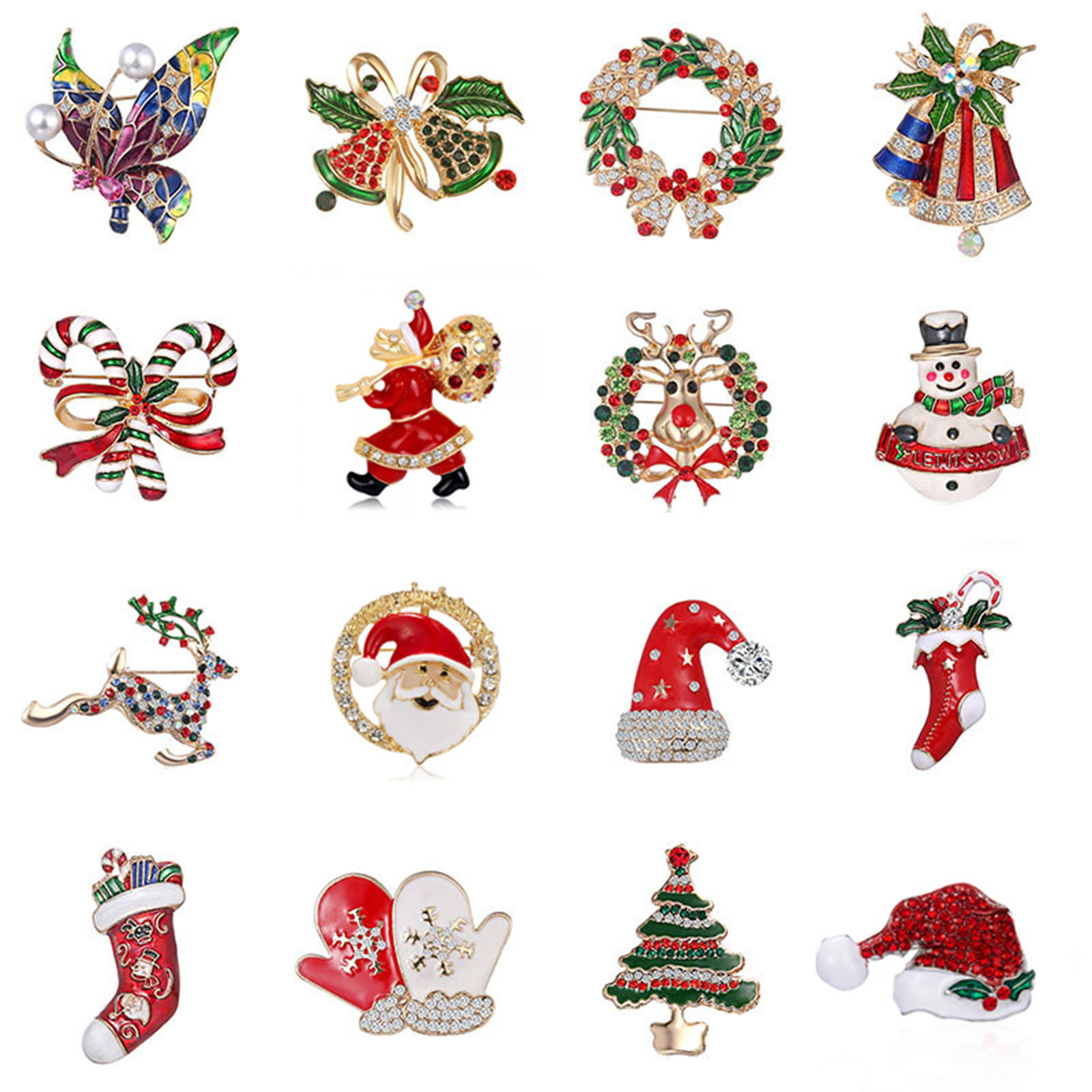Picture of Christmas Pin Brooches Multicolor Enamel 1 Piece