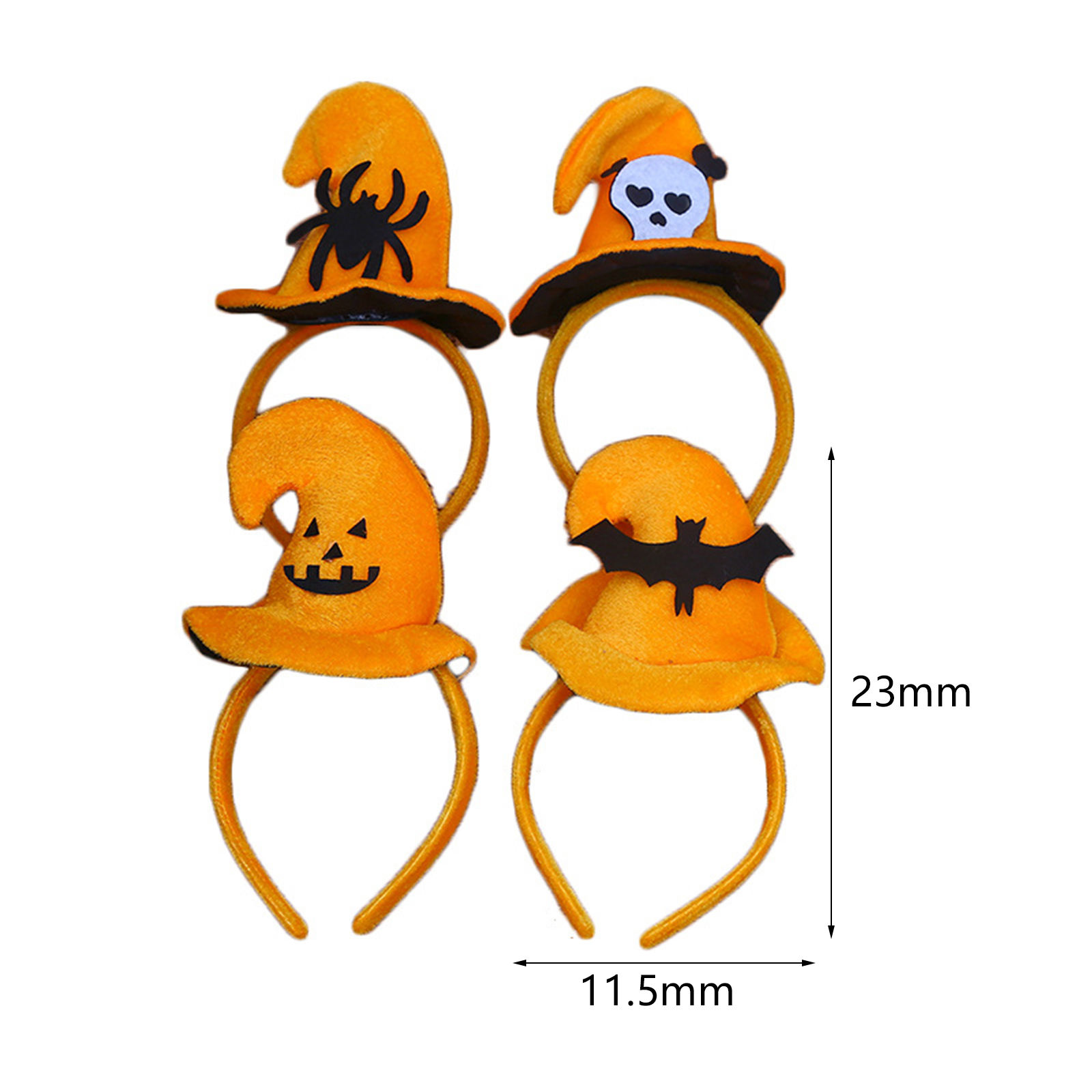Imagen de Plástico + Terciopelo Halloween Cinta de pelo Naranja 23cm x 11.5cm, 1 Unidad