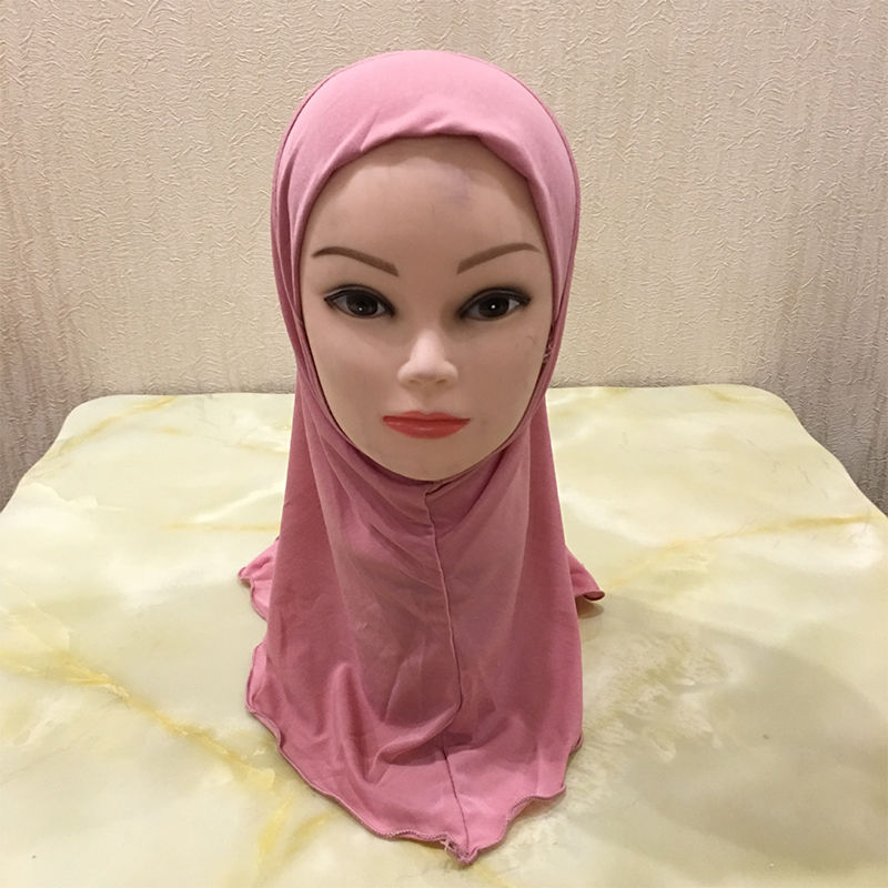 Изображение Turban Hat Hijab Scarf Solid Color For 2-7 Years Old Child Girl