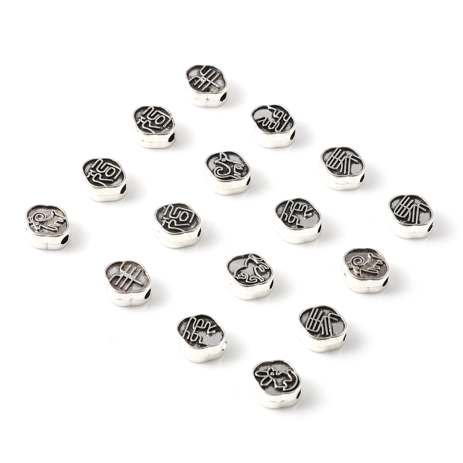 Imagen de Zamak Cuentas Diamond Plata Antigua Animal 50 Unidades