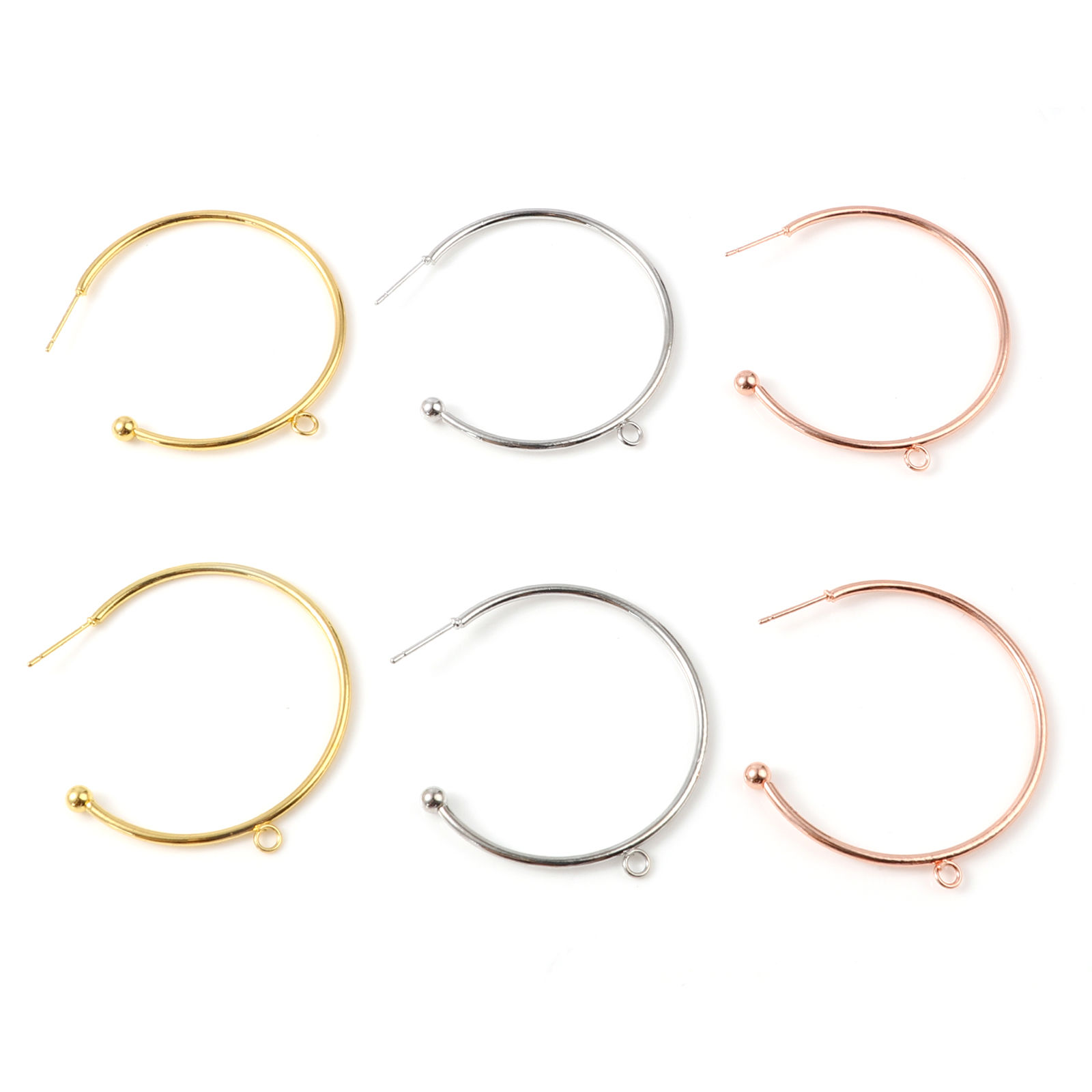 Picture of Zinc Based Alloy Hoop Earrings Findings Multicolor C Shape W/ Loop 48mm x 45mm, Post/ Wire Size: (21 gauge), 10 PCs