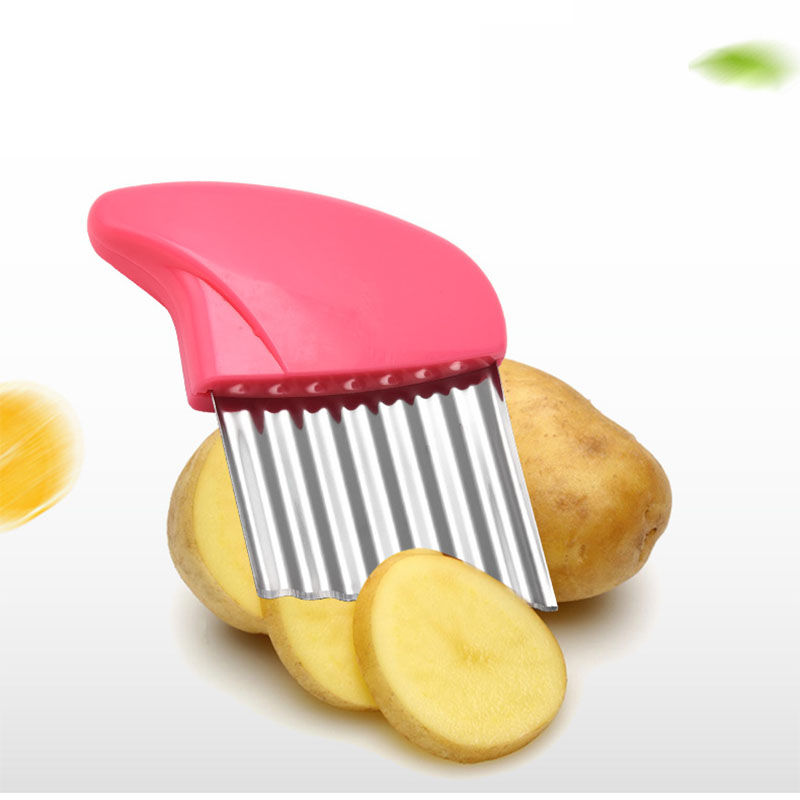 Picture of Stainless Steel Potato Crinkle Cutter Cutting Tool Kitchen Vegetable Salad Fruit Wavy Blade Knife