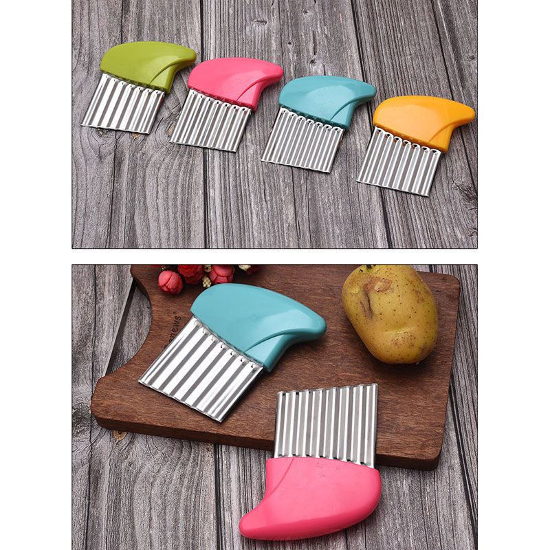 Picture of Stainless Steel Potato Crinkle Cutter Cutting Tool Kitchen Vegetable Salad Fruit Wavy Blade Knife