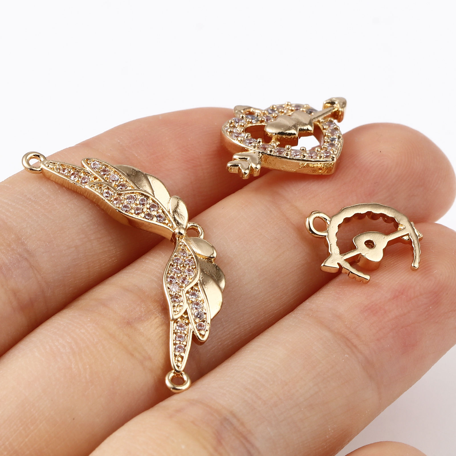 Picture of Brass Valentine's Day Charms Gold Plated Heart 5 PCs