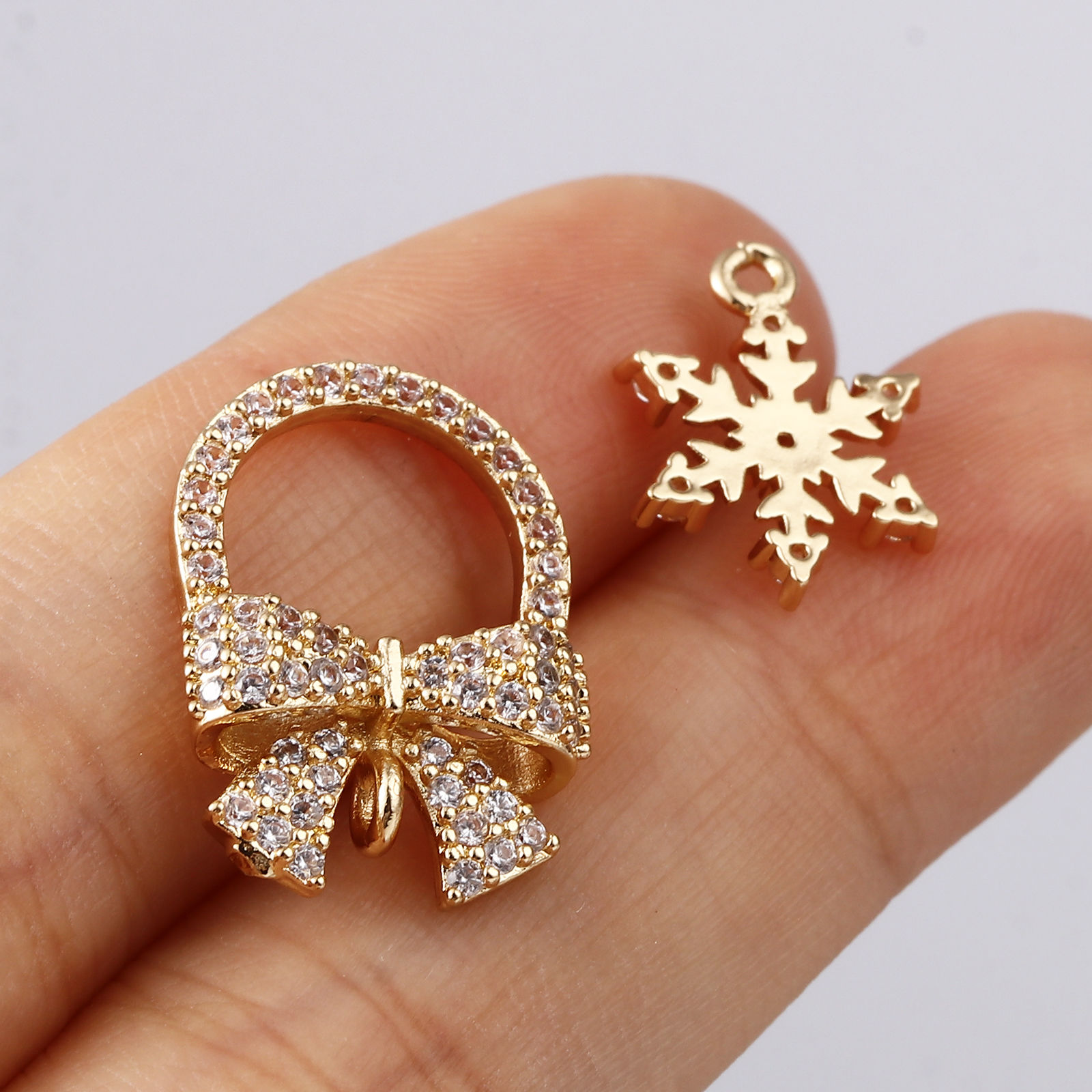 Picture of Brass Christmas Charms Wholesale Real Gold Plated