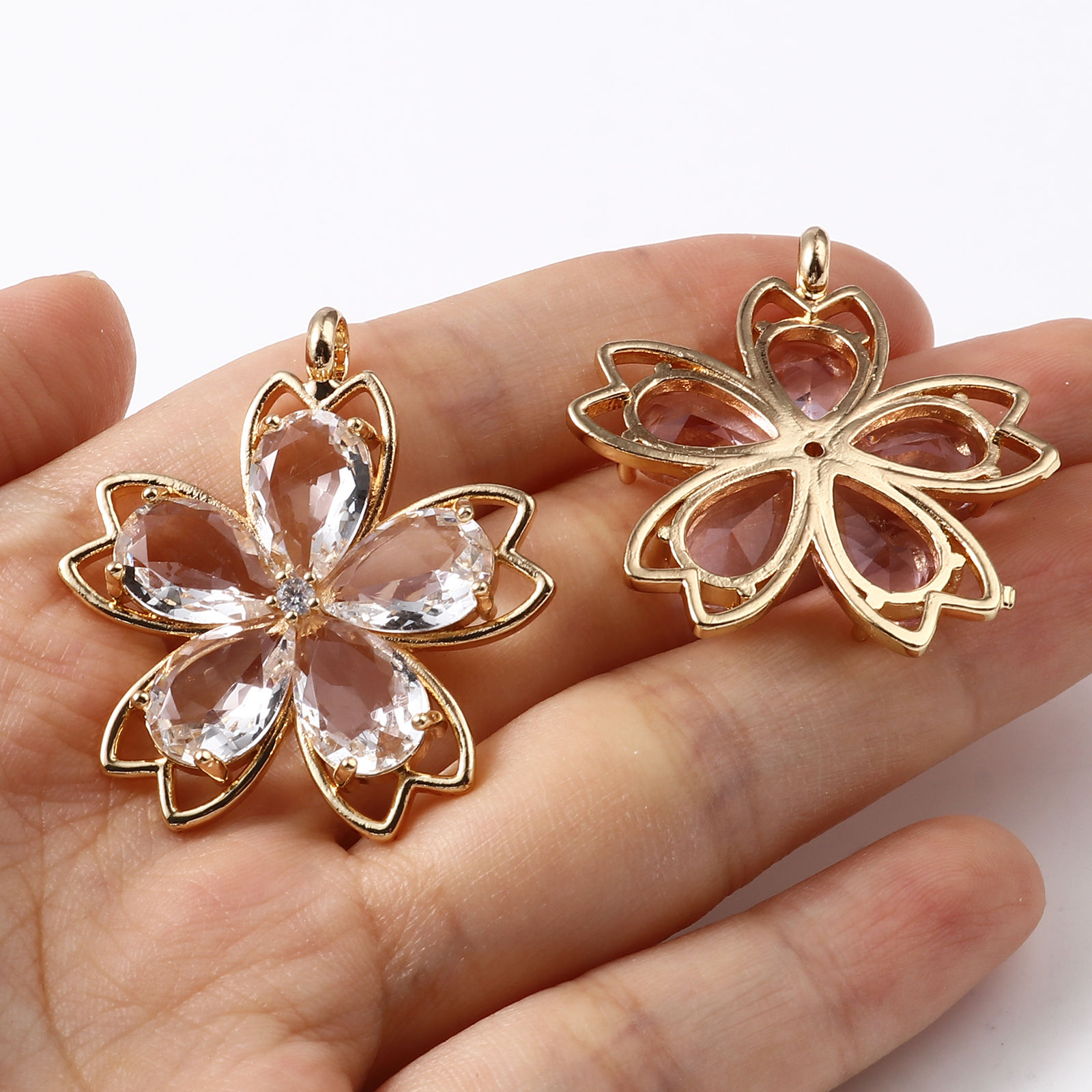 Picture of Brass Pendants Gold Plated Flower 3.6cm x 3.3cm, 1 Piece