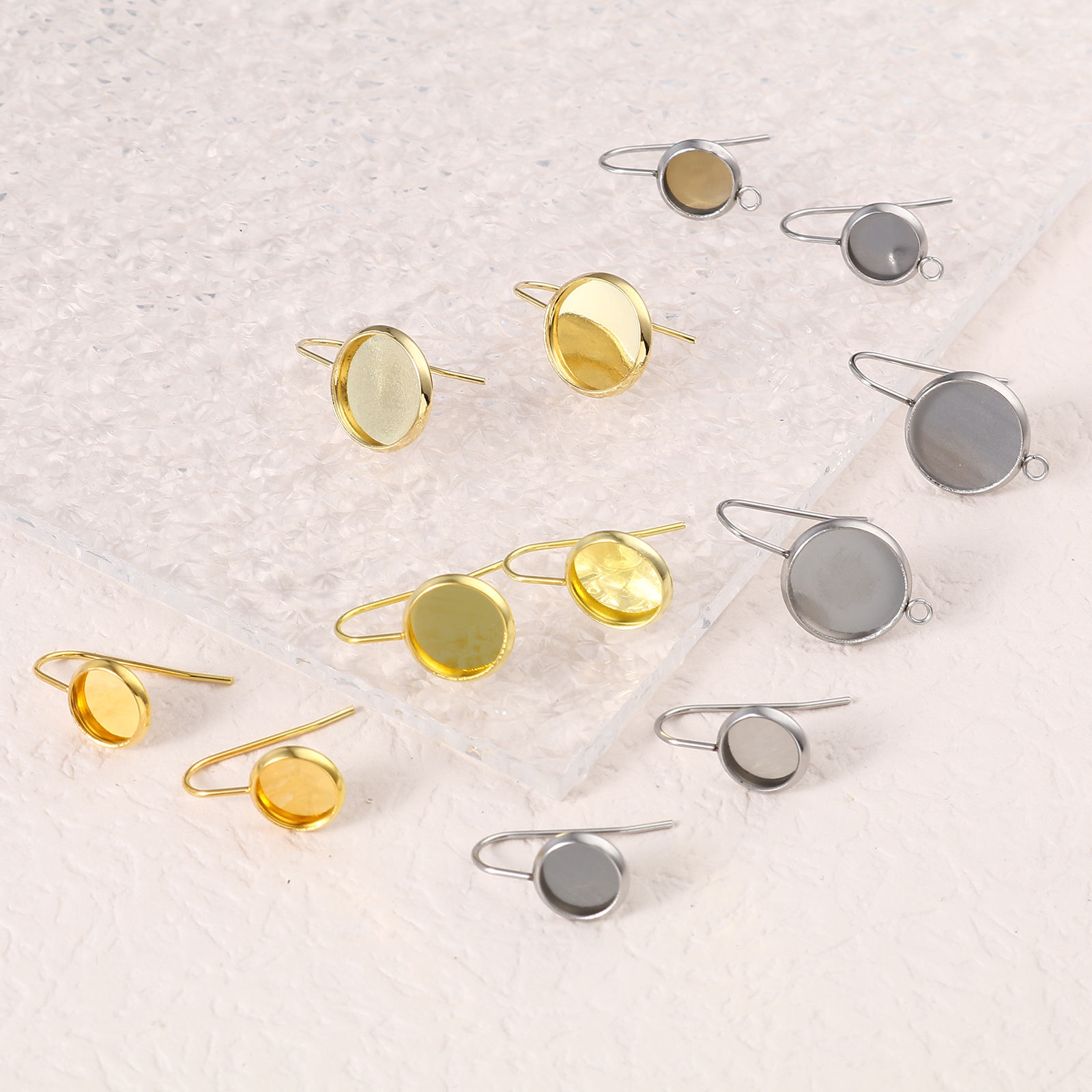 Image de Boucles d'Oreilles Puces en Acier Inoxydable Rond Multicolore avec Boucle 6 Pcs