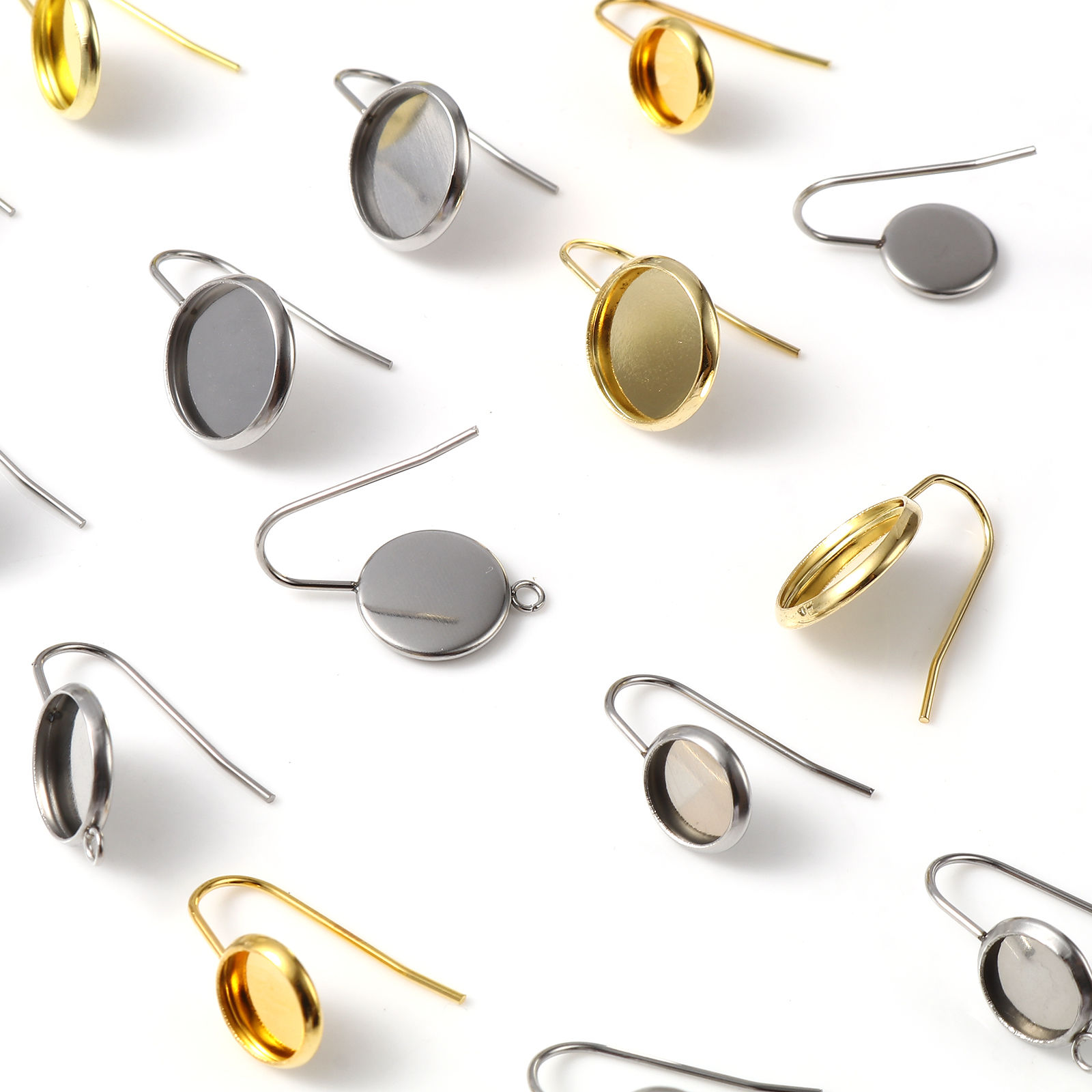 Image de Boucles d'Oreilles Puces en Acier Inoxydable Rond Multicolore avec Boucle 6 Pcs