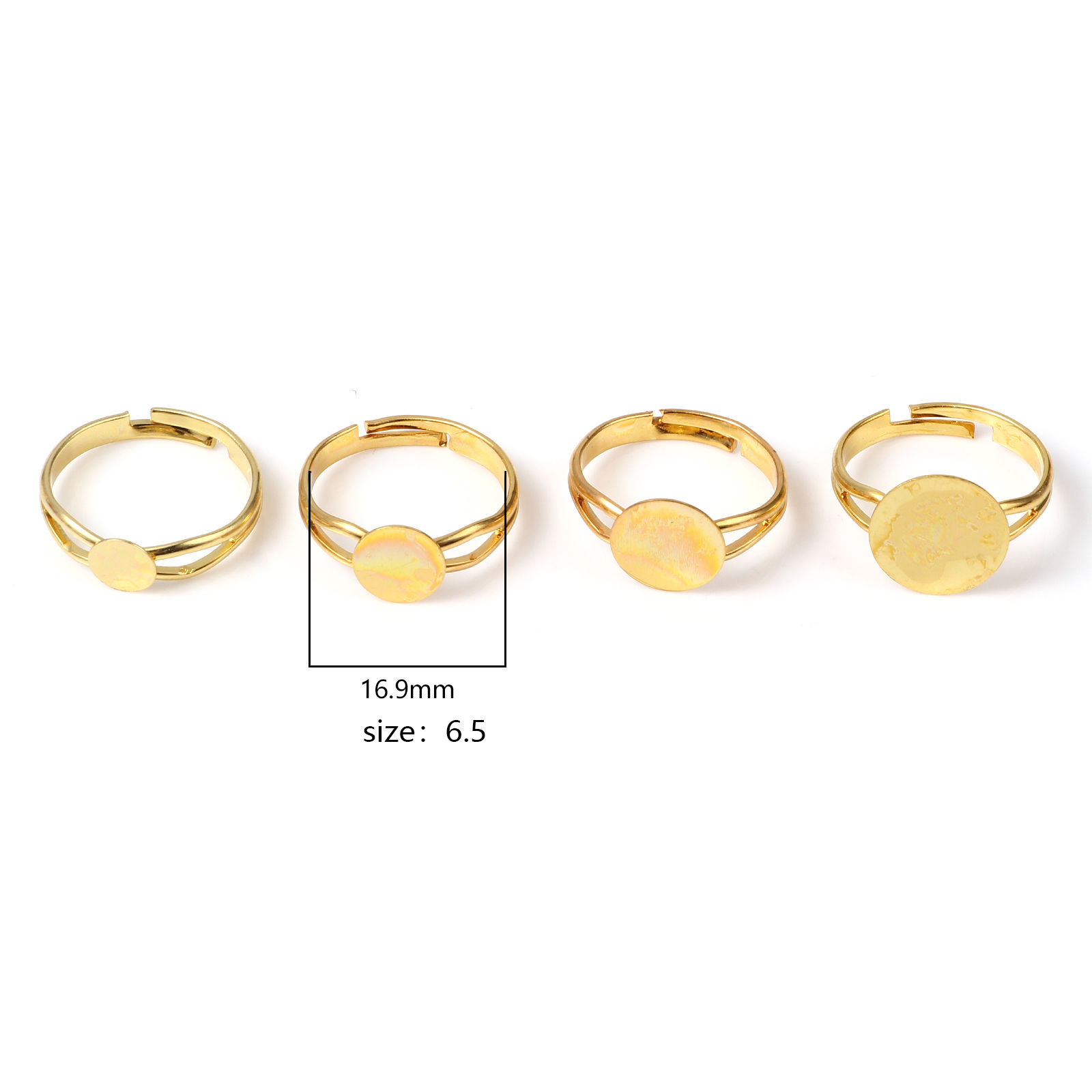Bild von Kupfer Offen Verstellbar Ring, Bunt Klebbar, 16.9mm（US Größe:6.5), 10 Stück