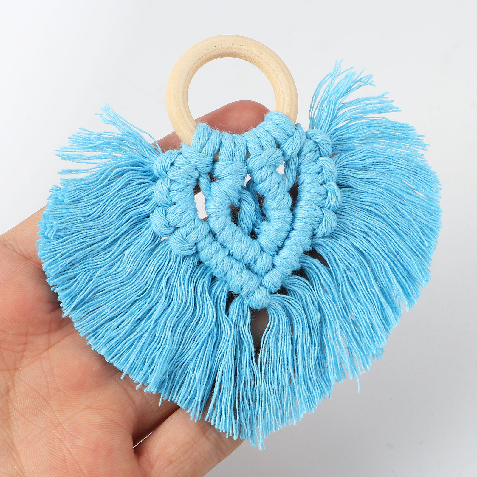 Immagine di Legno & Poliestere Nappine Ciondoli Cuore Multicolore 9.5cm x 9cm, 1 Pz