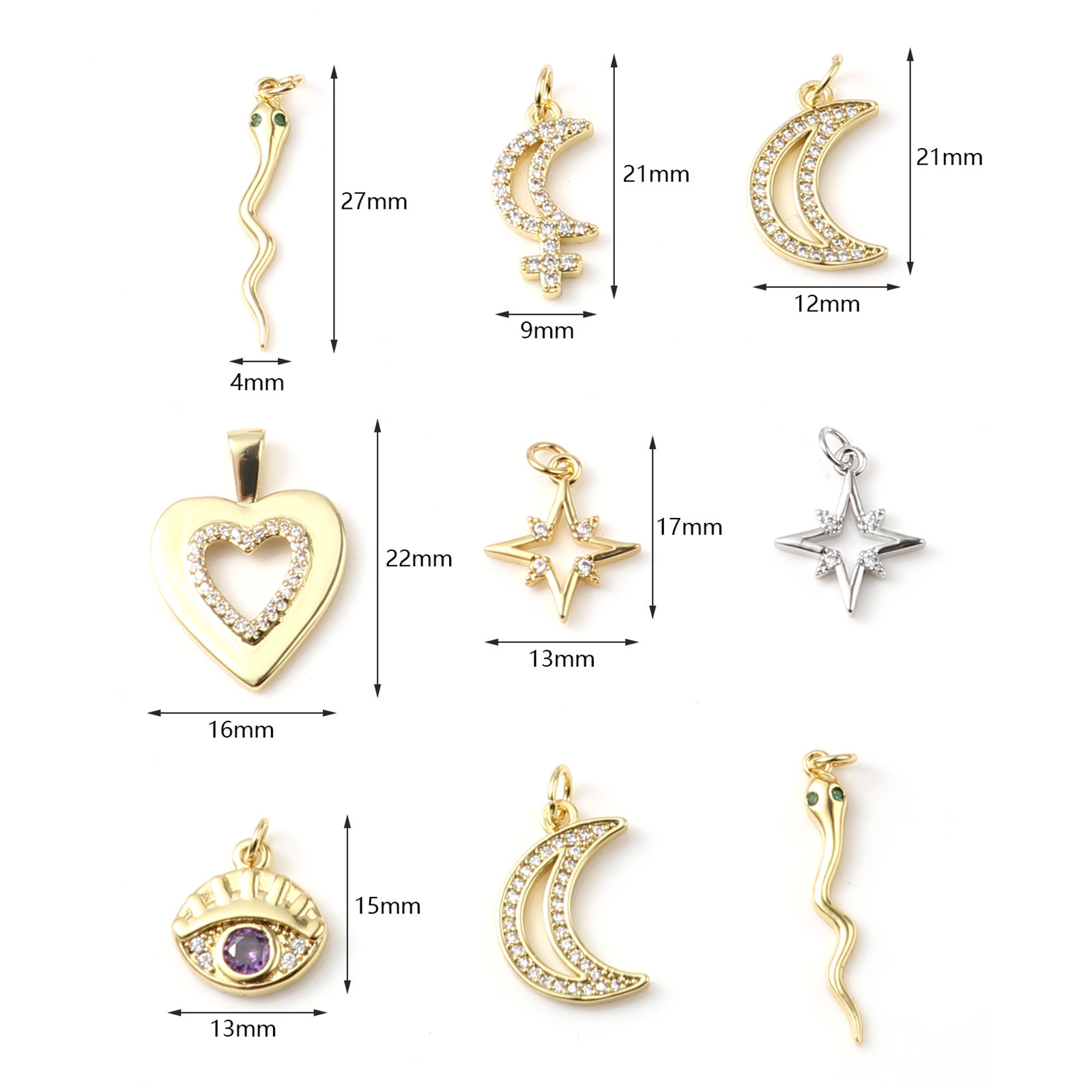 真鍮 マイクロインレイシリーズ チャーム 多色 1 個 の画像