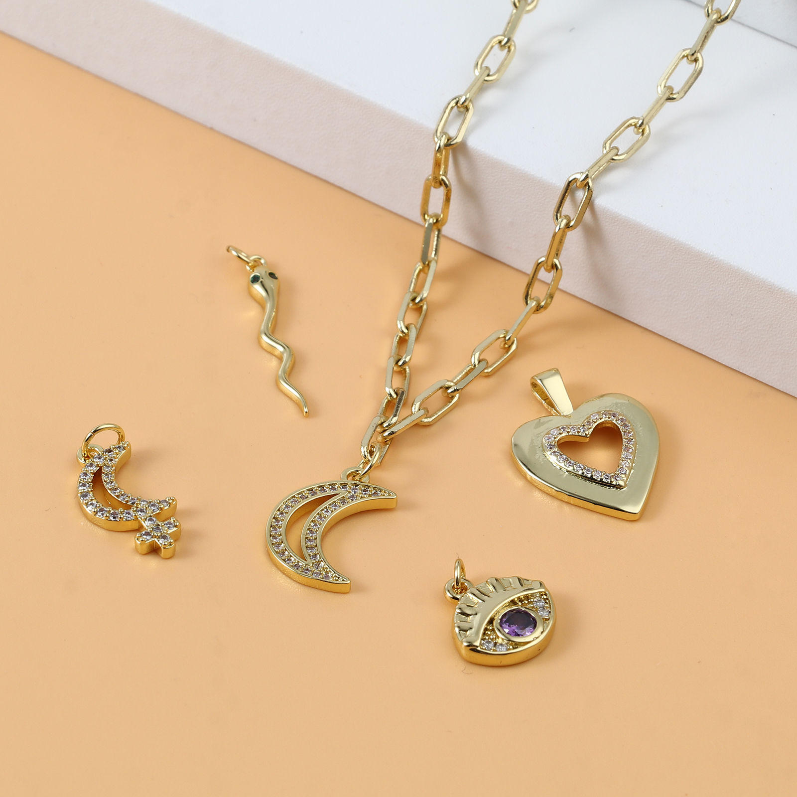 真鍮 マイクロインレイシリーズ チャーム 多色 1 個 の画像