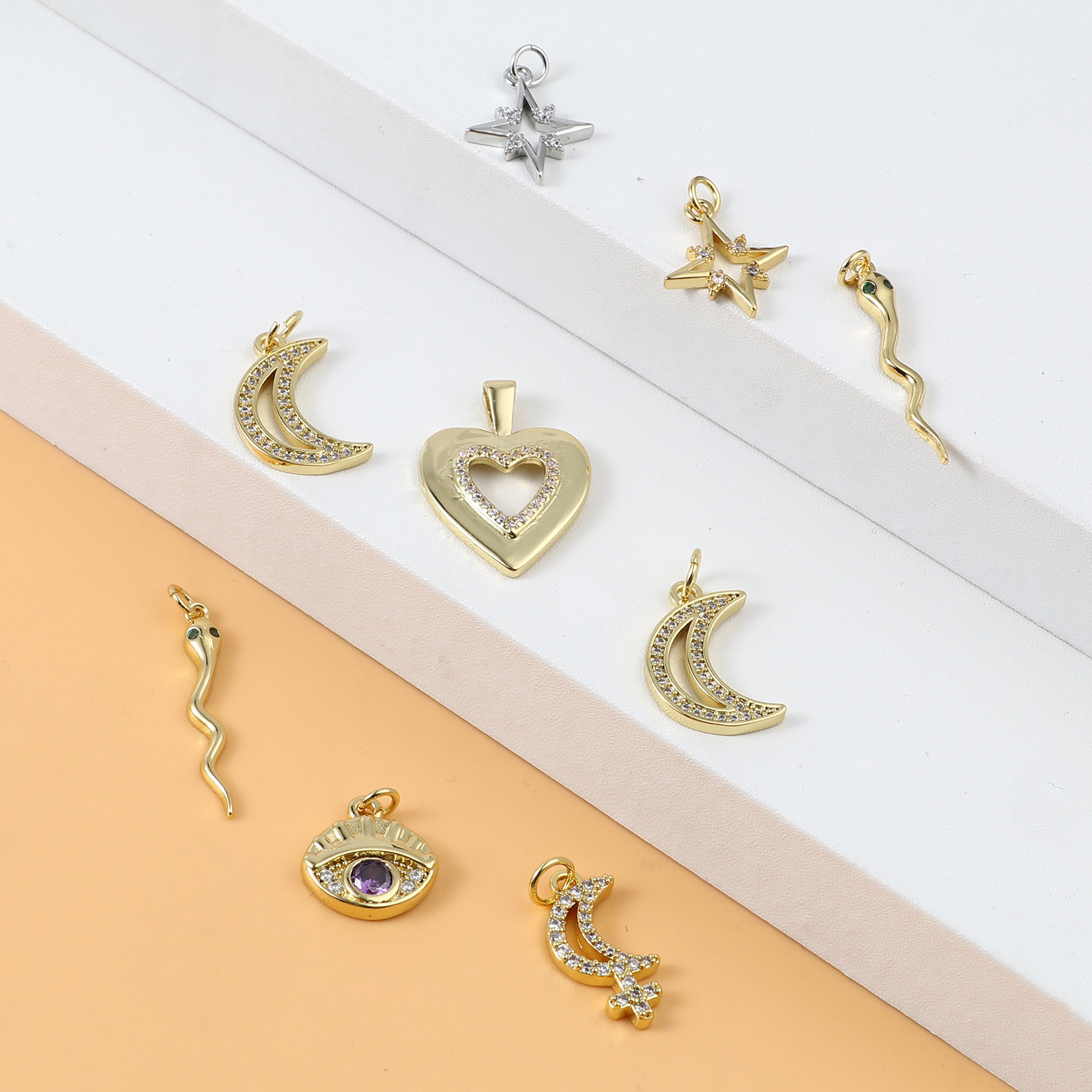 真鍮 マイクロインレイシリーズ チャーム 多色 1 個 の画像