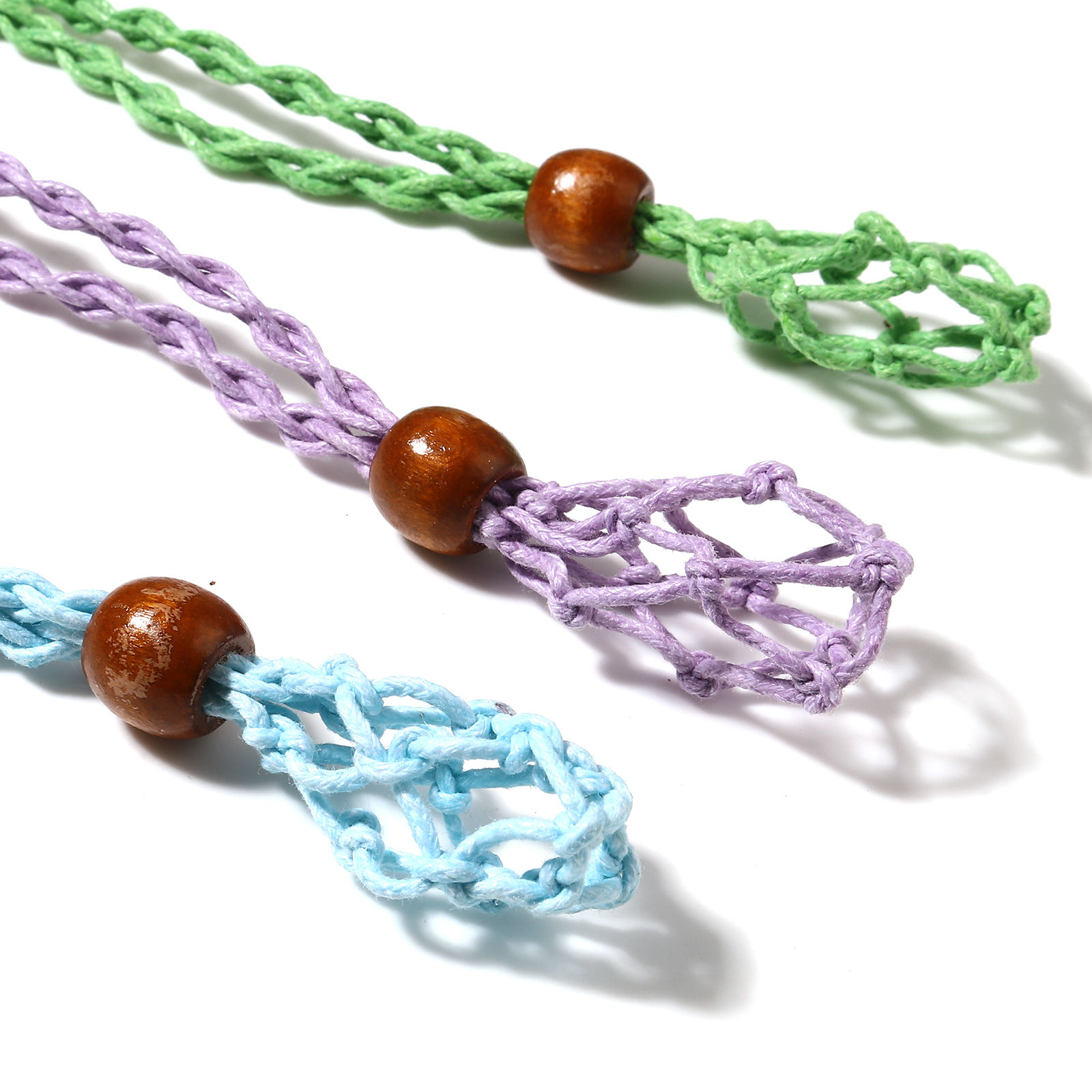 Imagen de Collar de Cuerda Trenzada Madera & Poliéster ,Multicolor y100cm de longitud, 1 Unidad