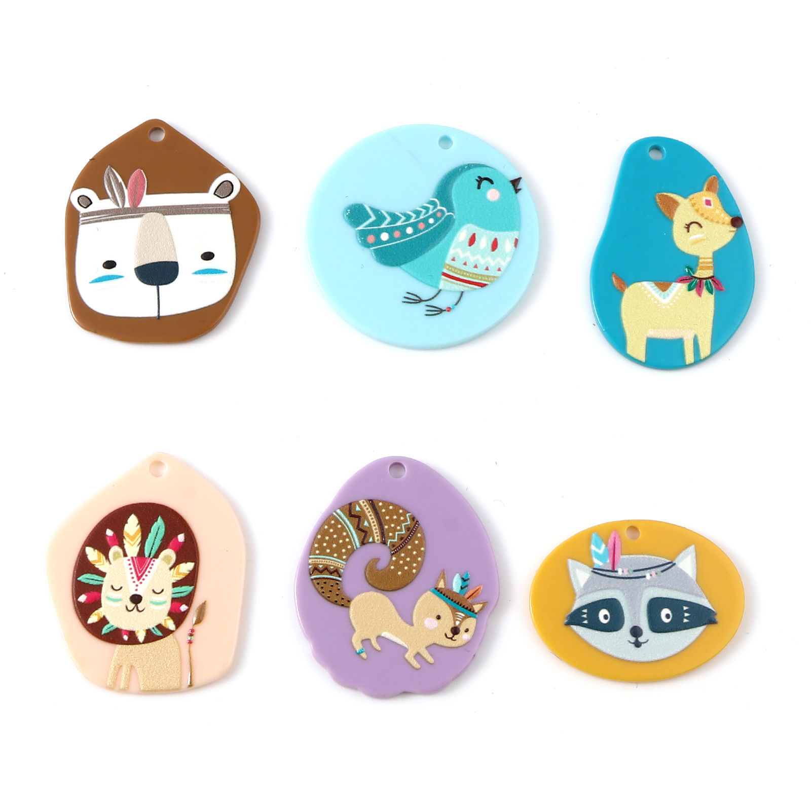 Picture of Resin Disc Pendants Geometric Animal Multicolor 10 PCs