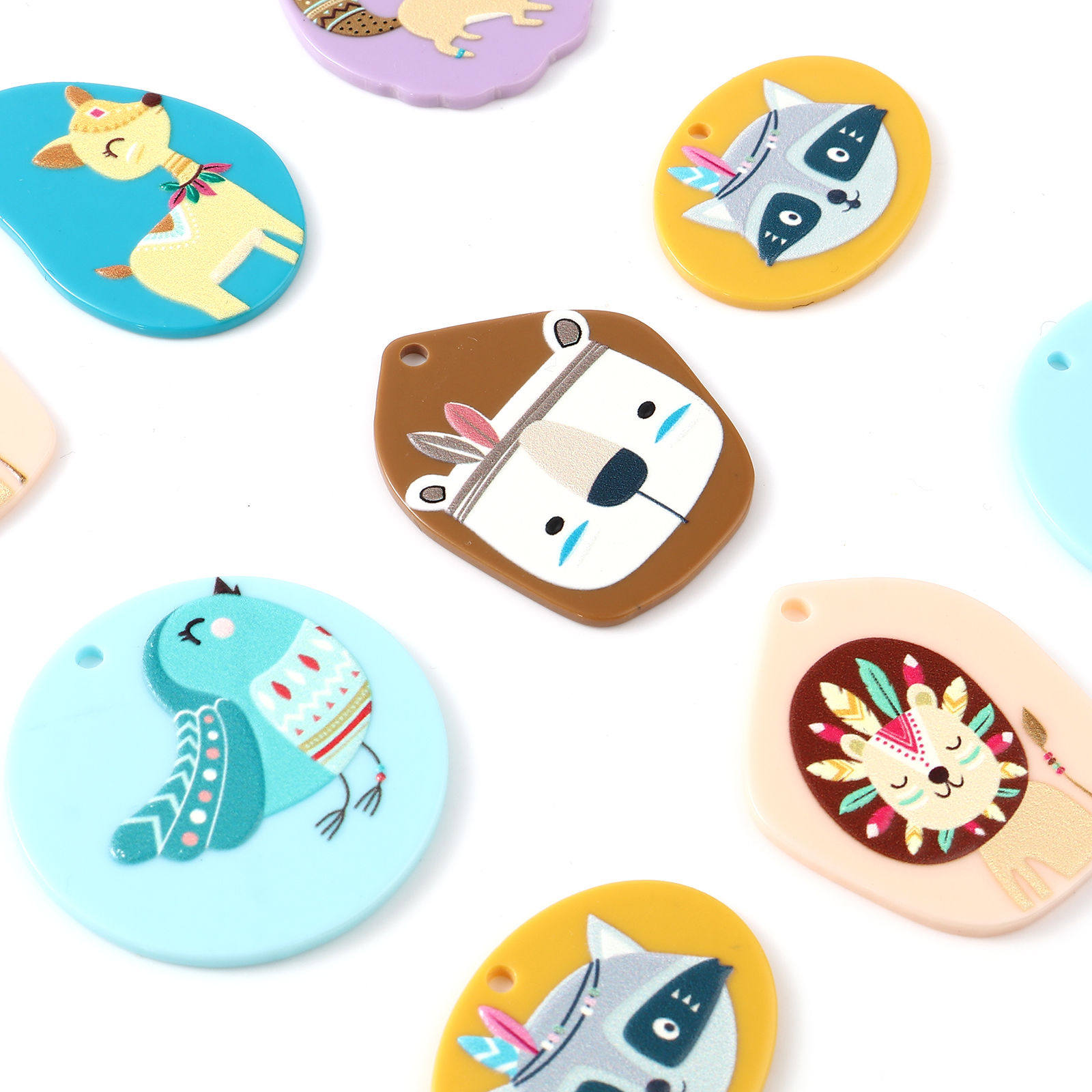 Picture of Resin Disc Pendants Geometric Animal Multicolor 10 PCs
