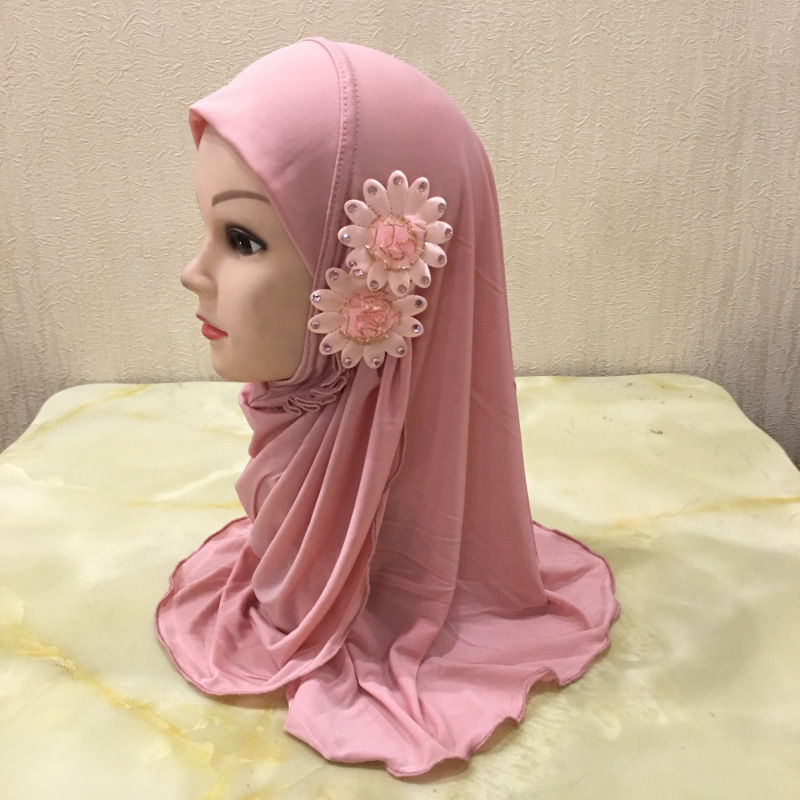 Изображение Flower Rayon Muslim Girl's Turban Hijab For 2-7 Years Old