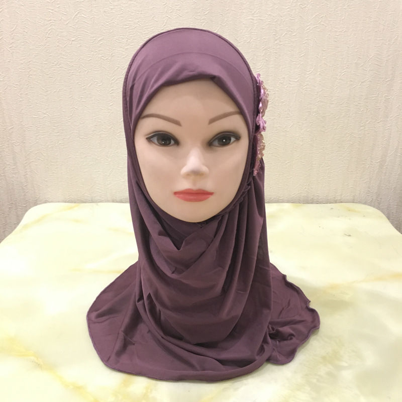 Изображение Flower Rayon Muslim Girl's Turban Hijab For 2-7 Years Old