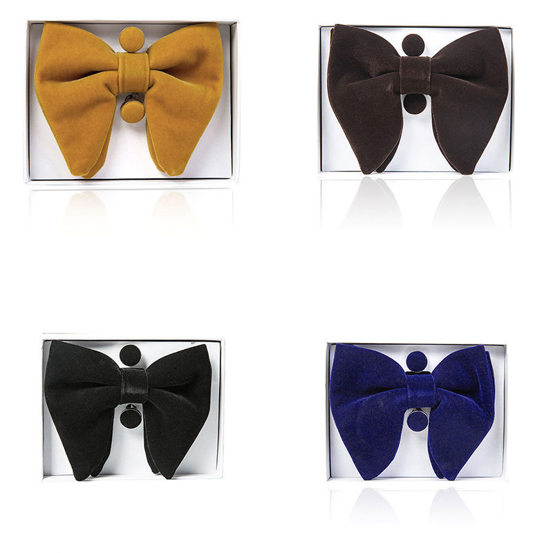 Picture of Velvet Bow Tie & Cufflinks & Handkerchief For Formal Suit Accessories