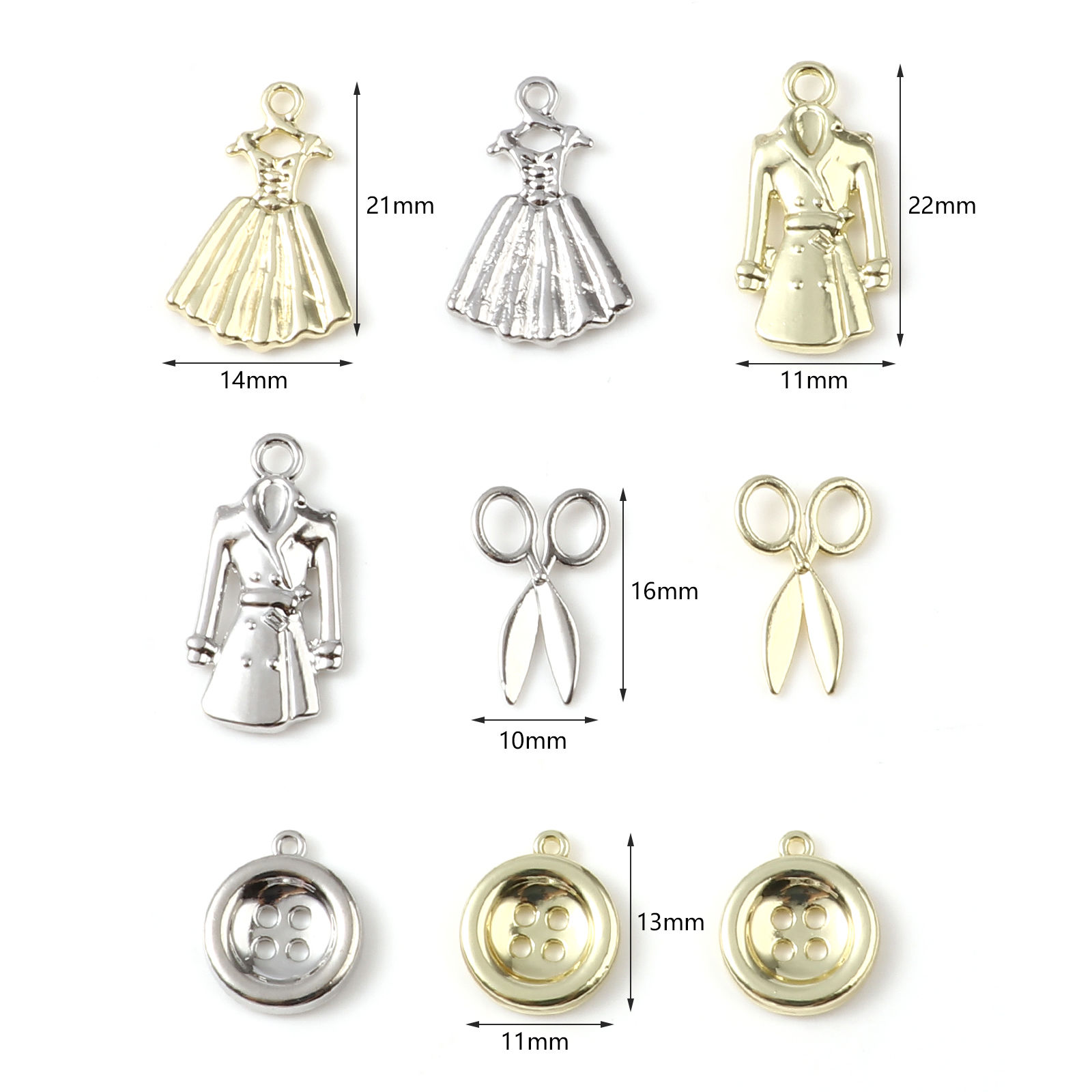 Picture of Zinc Based Alloy Clothes Charms Clothes Multicolor Scissors 20 PCs