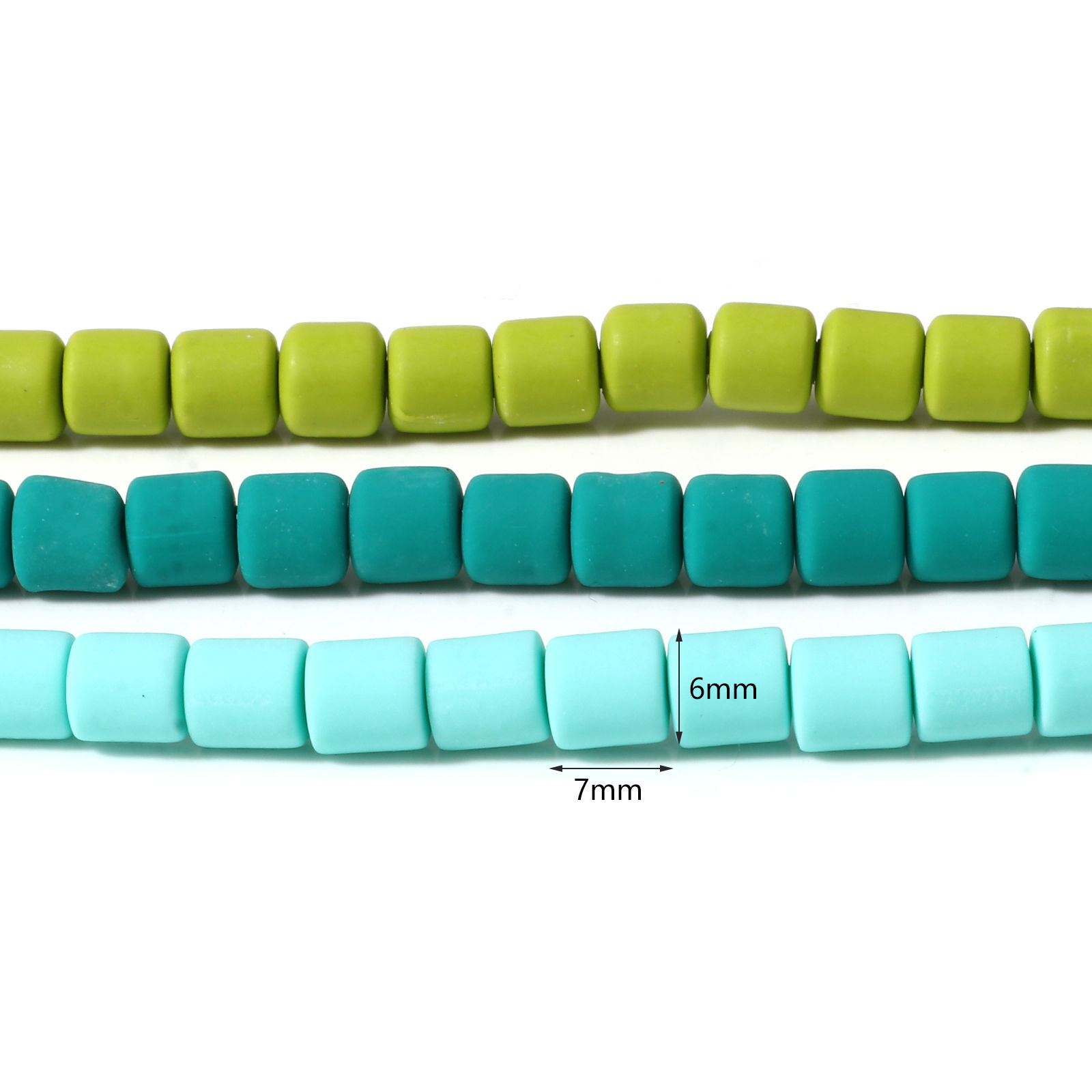 Picture of Polymer Clay Beads Cylinder Multicolor About 7mm x 6mm, Hole: Approx 1.3mm, 40cm(15 6/8") - 39cm(15 3/8") long, 2 Strands (Approx 60 PCs/Strand)