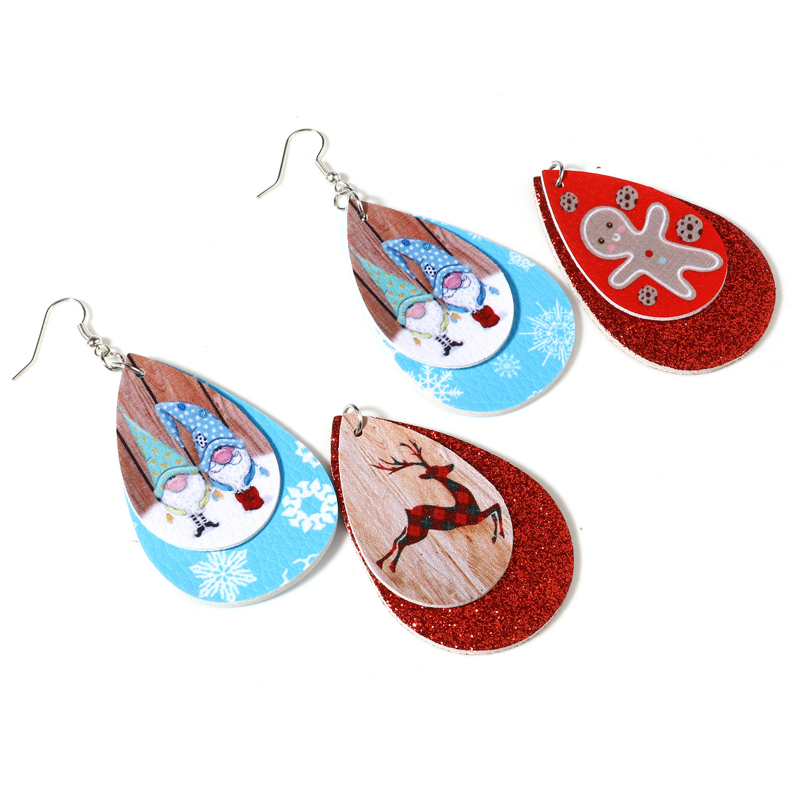 Изображение PU Рождество Подвески водяная капля Разноцветный 5.8см x 3.8см, 5 ШТ