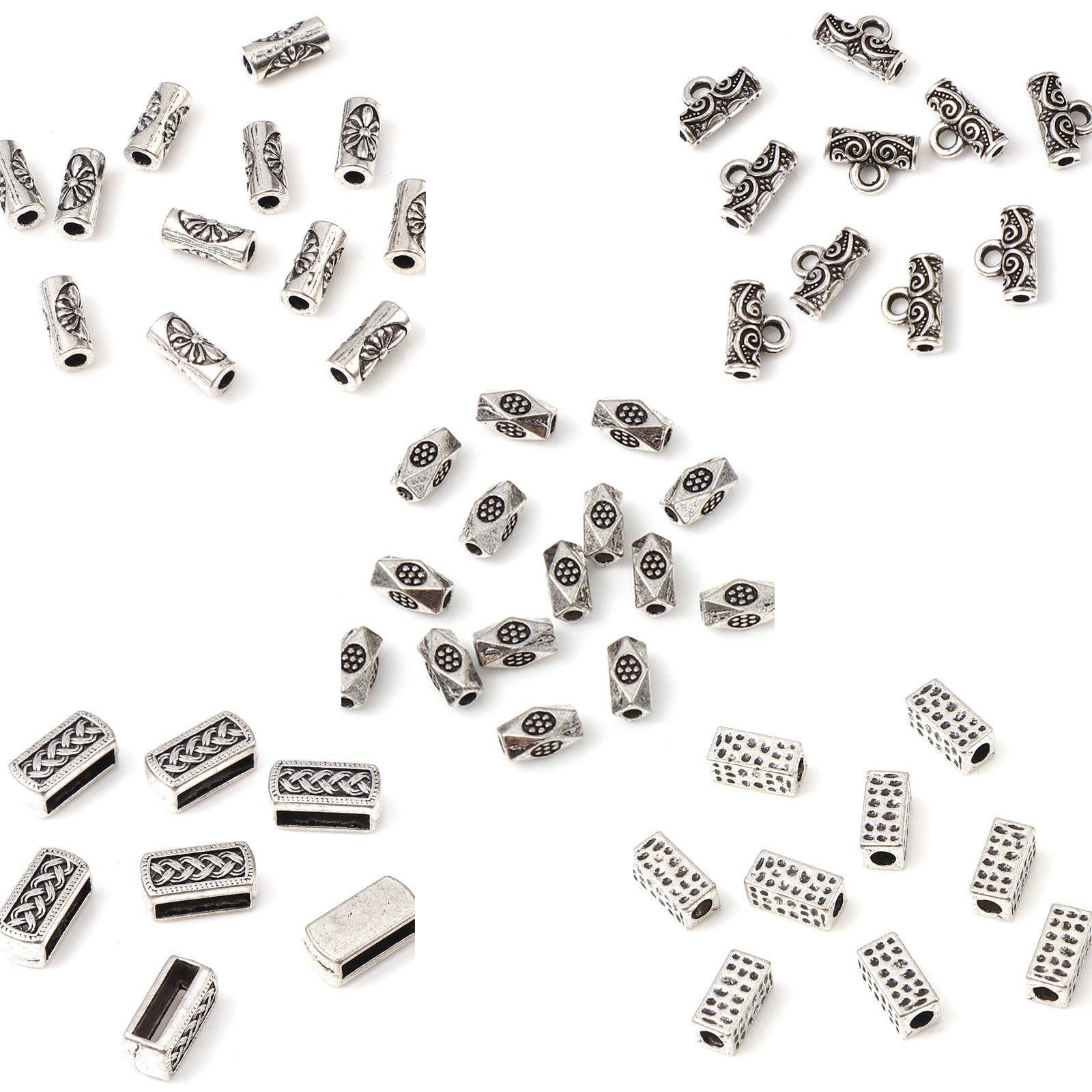 Picture of Zinc Based Alloy Spacer Beads Geometric Antique Silver Color 300 PCs