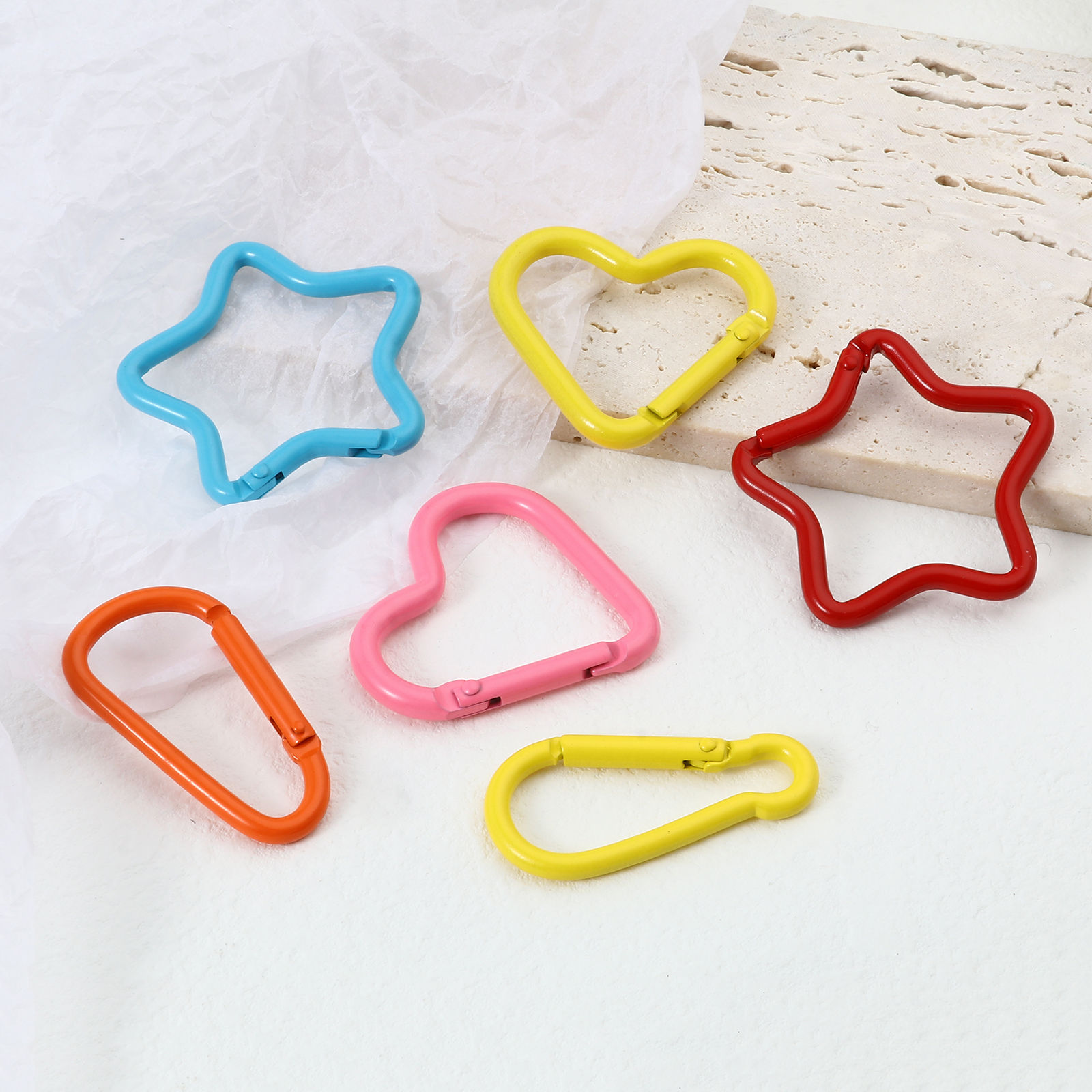 Picture of Zinc Based Alloy Carabiner Keychain Clip Hook At Random Color 5 PCs