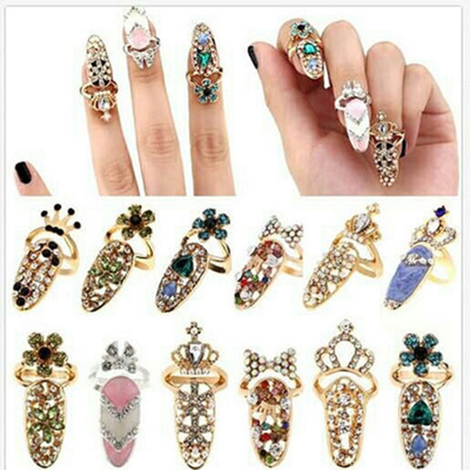 Picture of Zinc Based Alloy Open Adjustable Rings Gold Plated Crown Flower 17mm(US Size 6.5), 1 Piece