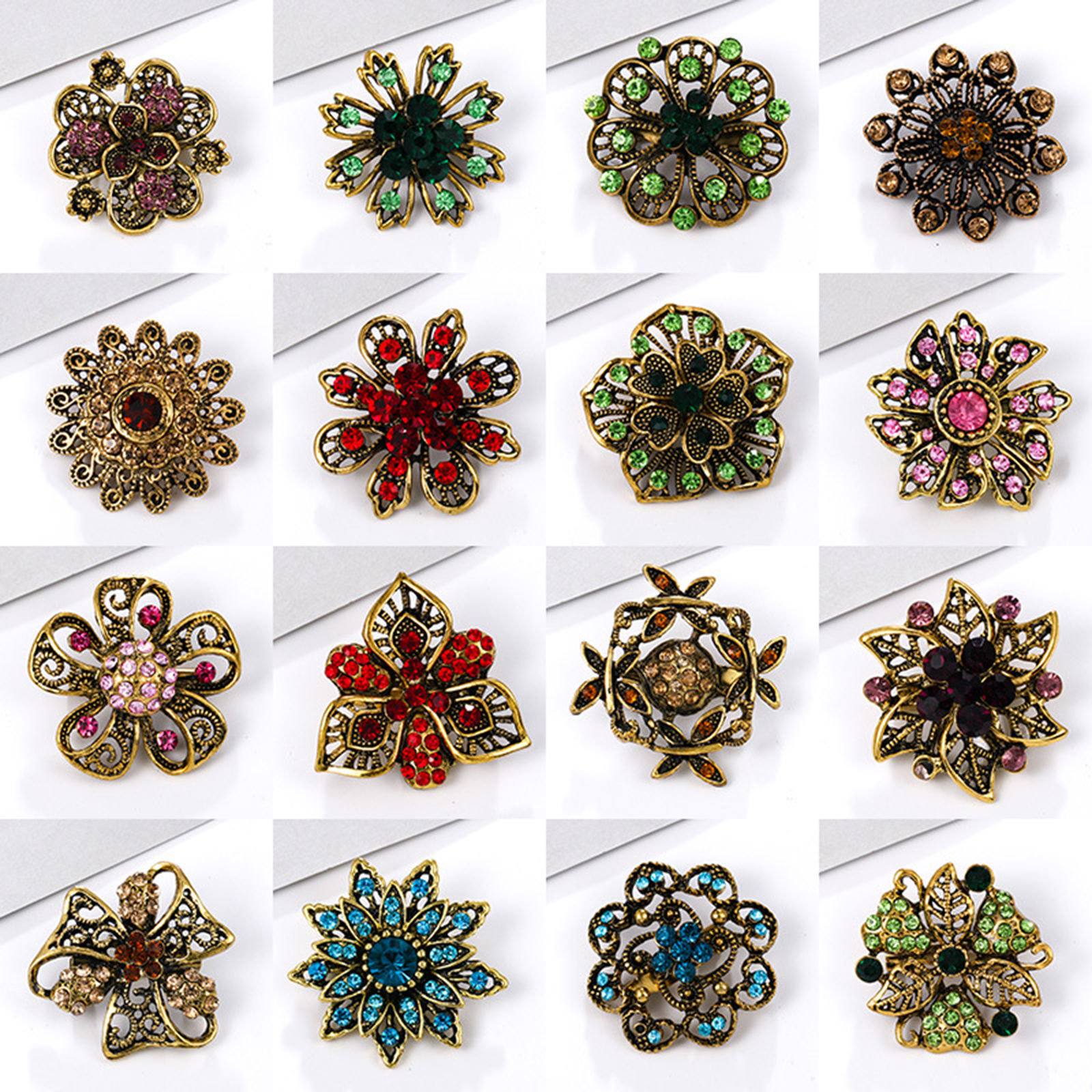 Picture of Zinc Based Alloy Pin Brooches Flower Antique Bronze 1 Piece