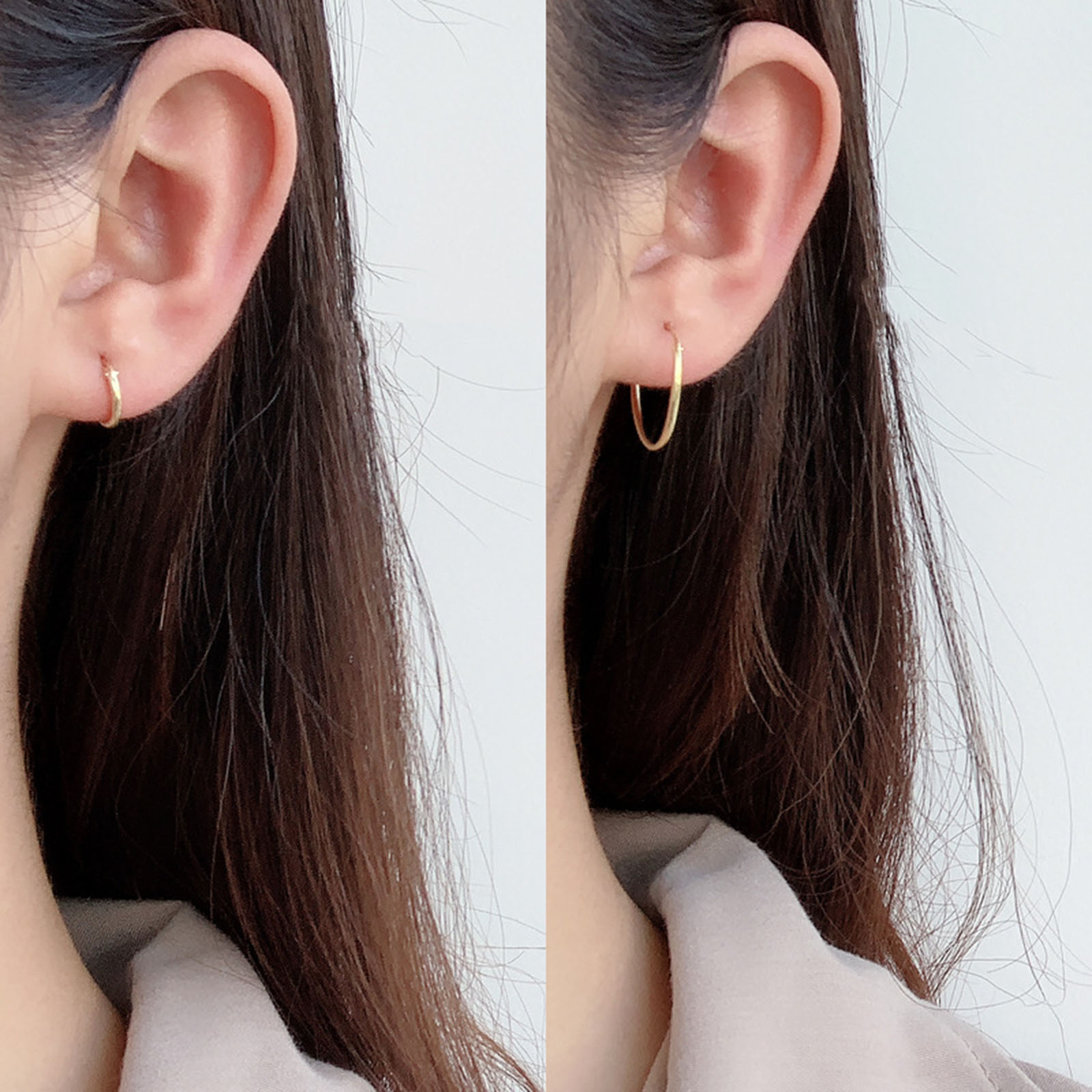 Image de Boucles d'Oreilles Créole Anneaux en Acier Inoxydable Doré Annulaire Epaisseur de Fil: (19 gauge), 1 Paire